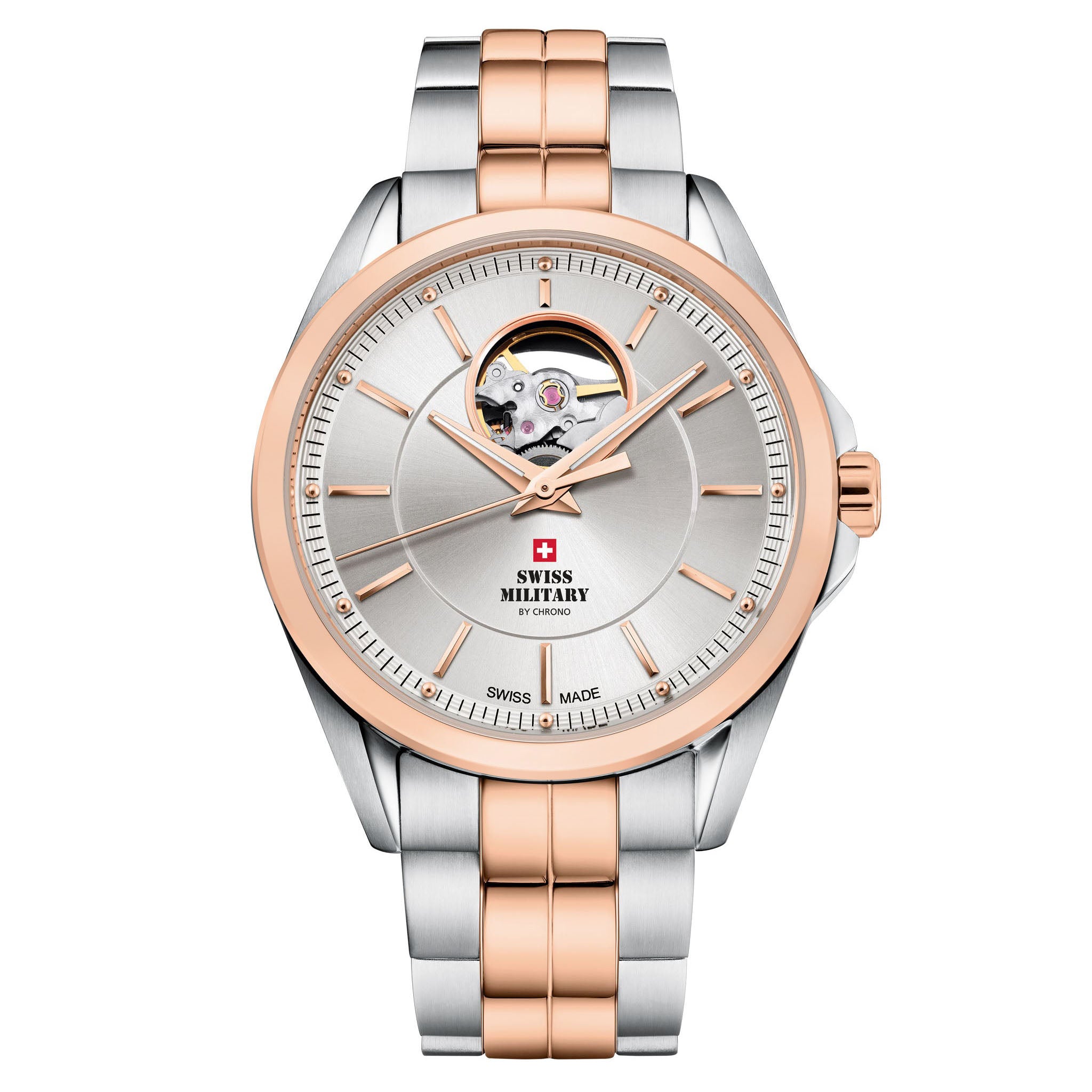 Swiss Military Two-Tone Steel Silver Dial Automatic Men's Swiss Made Watch - SMA34085.29