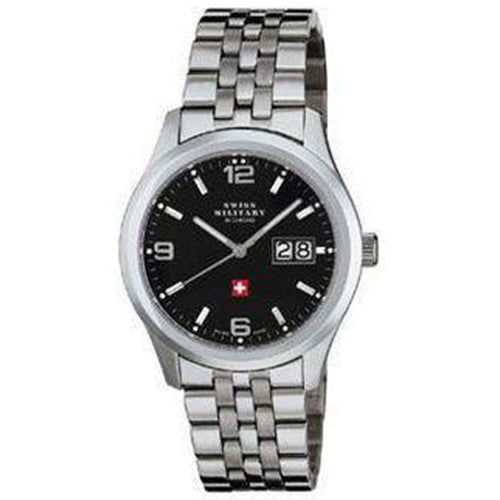 Swiss Military Stainless Steel Black Dial Men's Watch - SMP36009.01