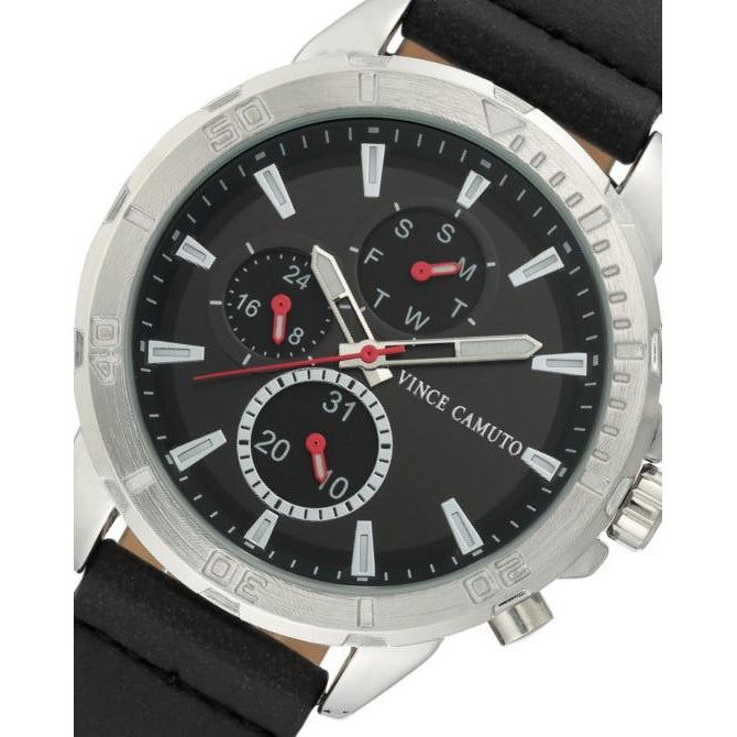 Vince Camuto Black Polyurethane Band Men's Watch - VC1141BKSV