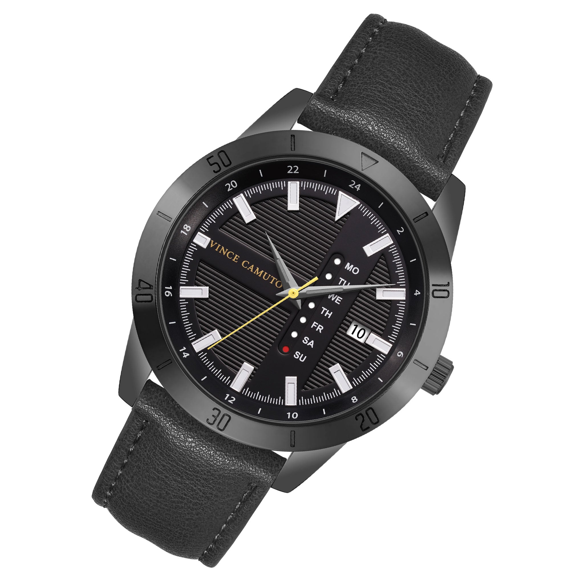 Vince Camuto Black Leather Men's Watch - VC8035DGBKBK