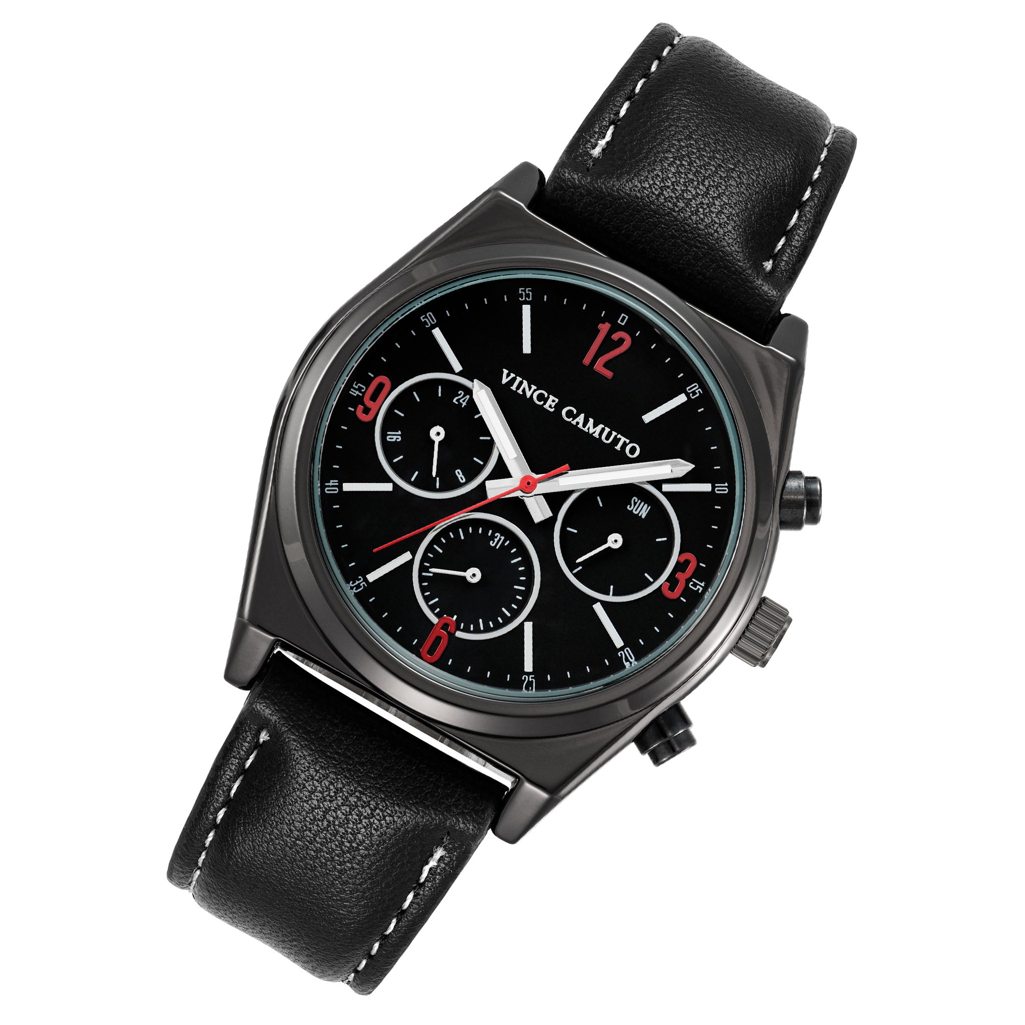 Vince Camuto Black Leather Multi-Function Men's Watch - VC8036DGBKBK