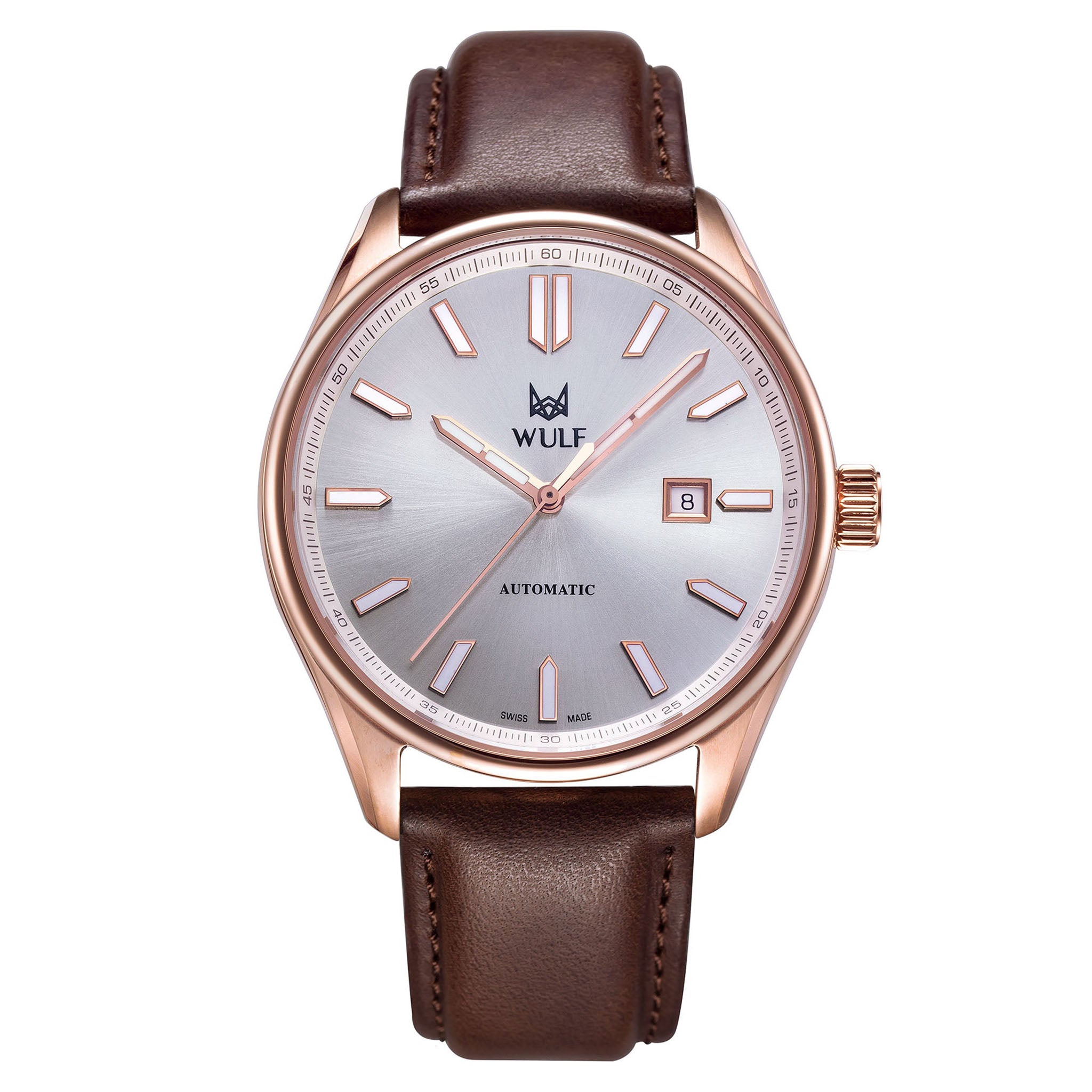 Wulf Lycan Brown Leather Silver White Dial Men's Automatic Watch - WF01.03