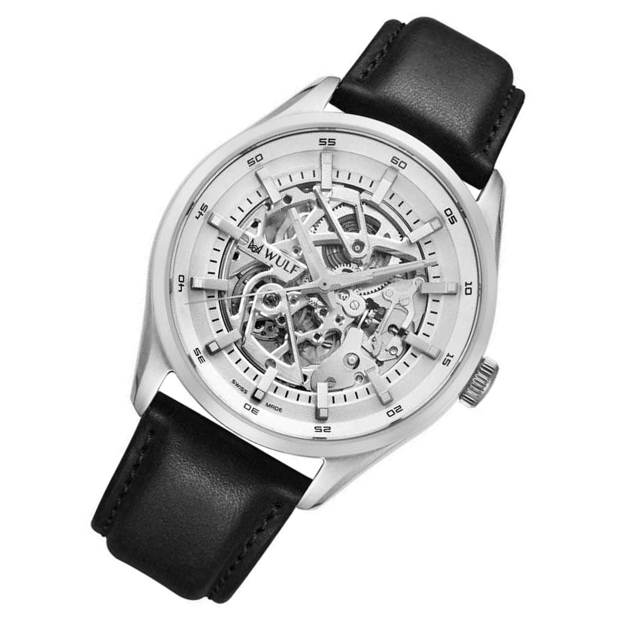 Wulf Alpha Black Leather Men's Automatic Watch - WF02.01