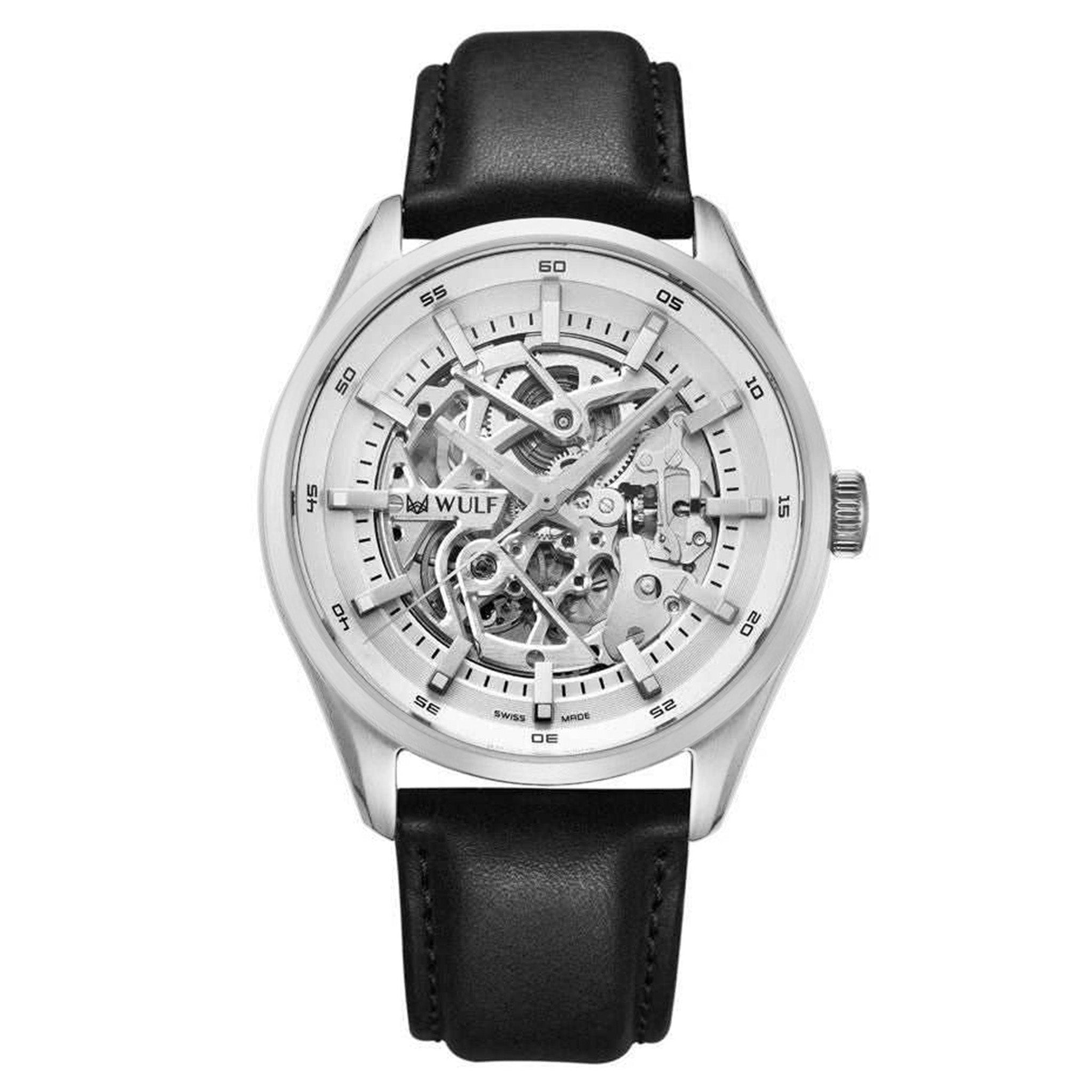 Wulf Alpha Black Leather Men's Automatic Watch - WF02.01