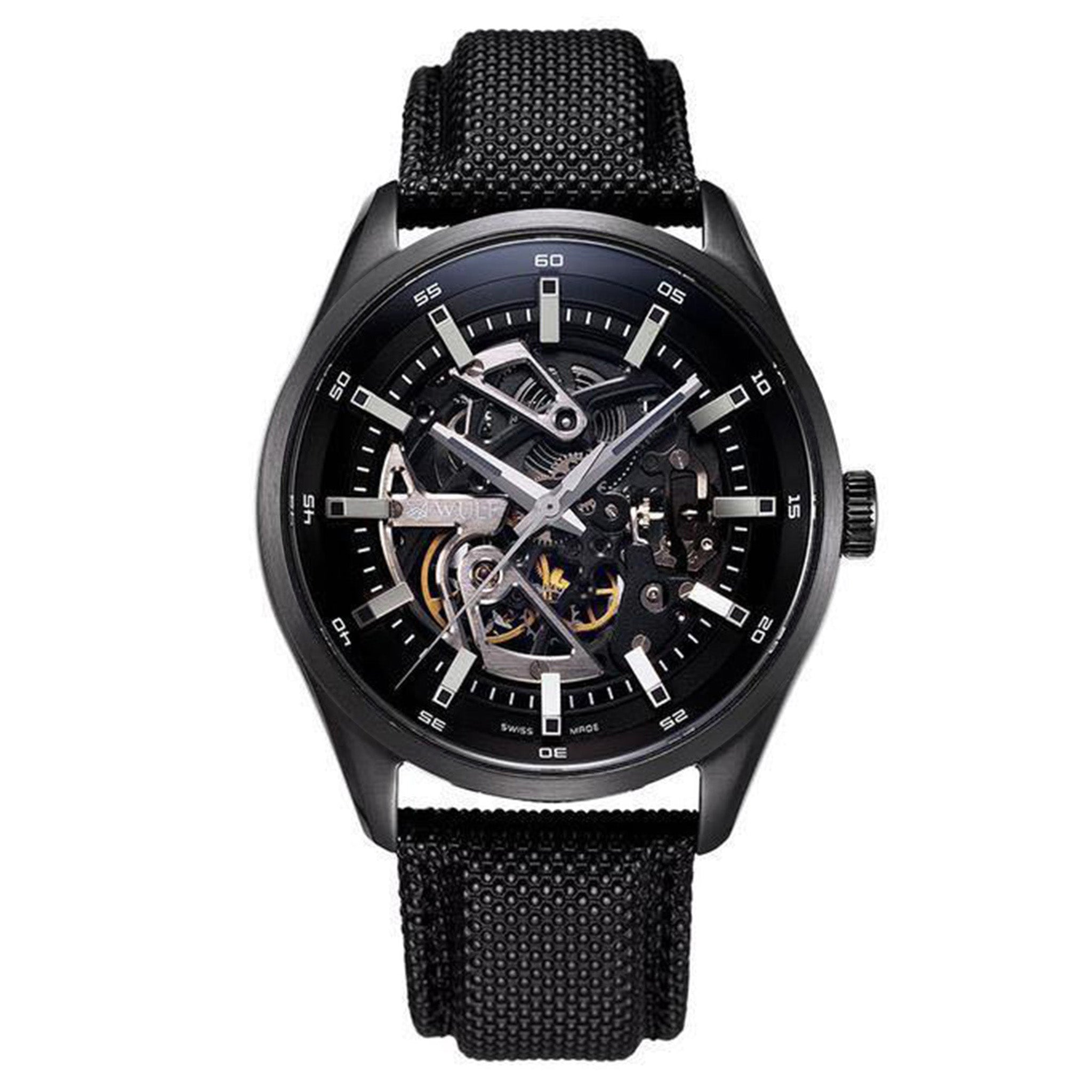 Wulf Exo Black Leather Men's Automatic Watch - WF02.05