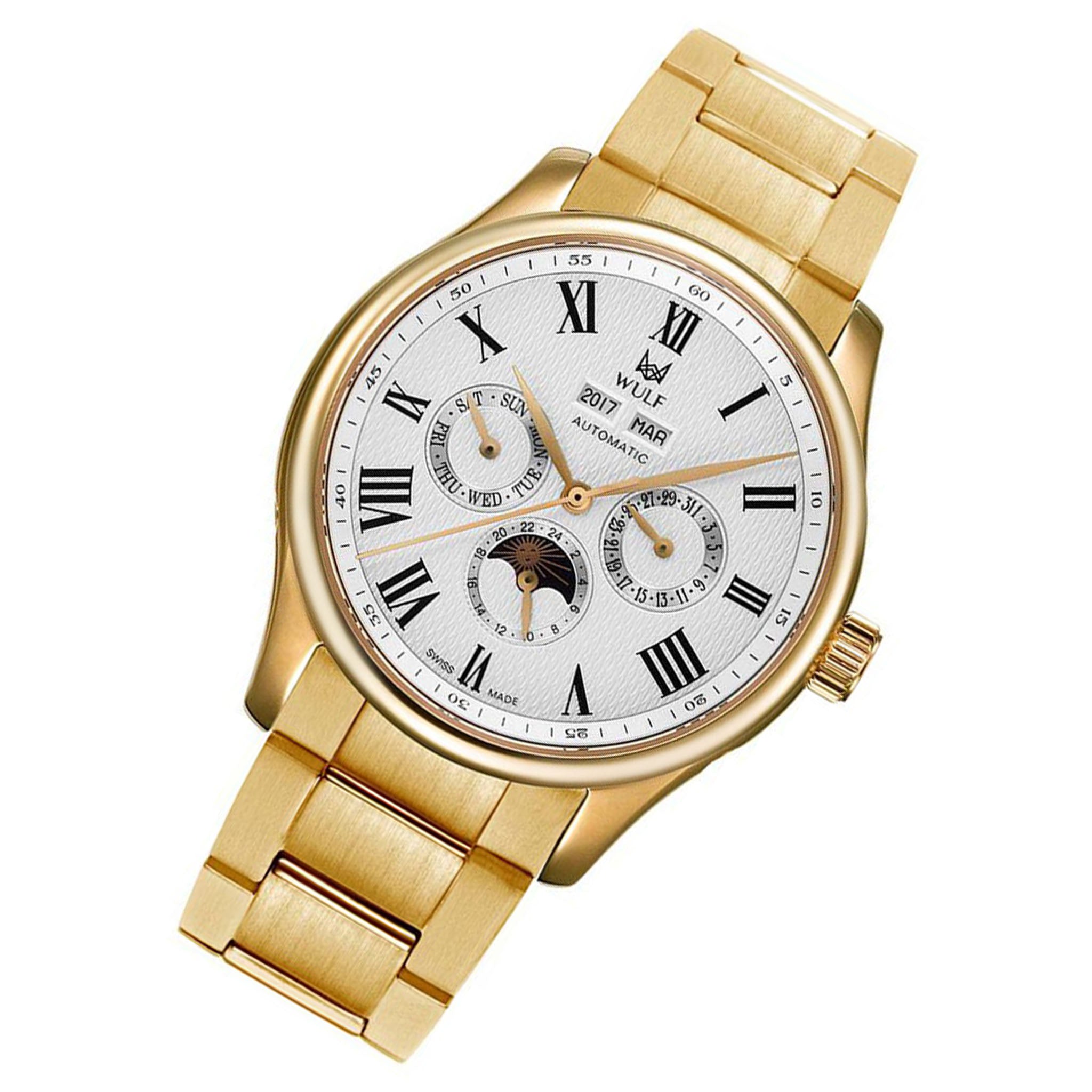 WULF Lycan-X Gold Steel Automatic Men's Watch - WF03.06M