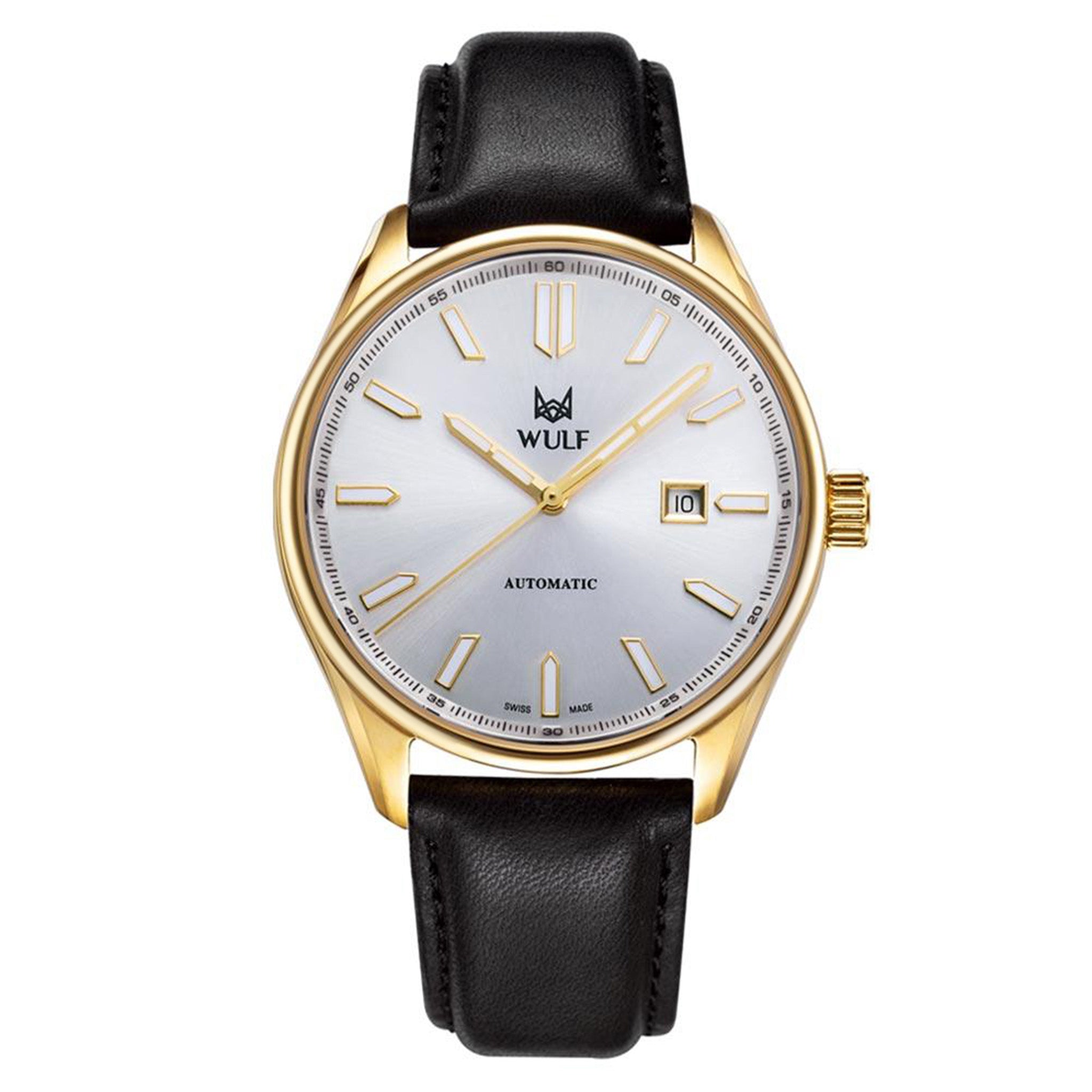 WULF Alpha 43mm Black Leather Automatic Swiss Made Unisex Watch - WF04.05