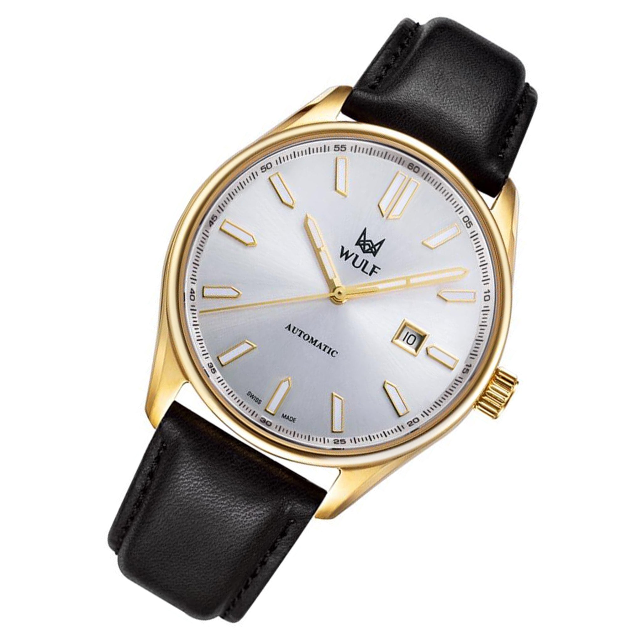 WULF Alpha 43mm Black Leather Automatic Swiss Made Unisex Watch - WF04.05