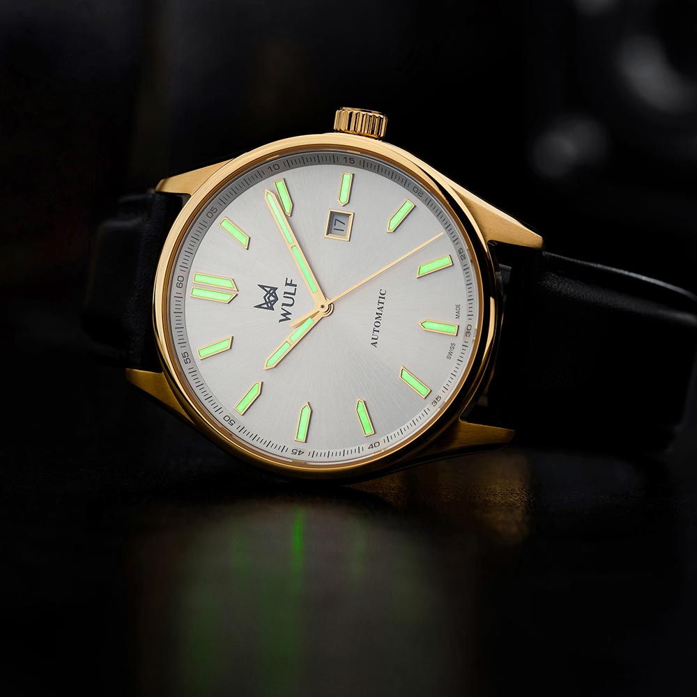 WULF Alpha 43mm Black Leather Automatic Swiss Made Unisex Watch - WF04.05