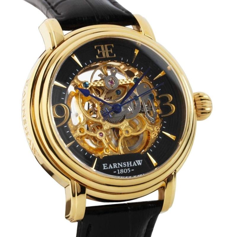 Earnshaw Longcase Automatic Leather Mens Watch - ES-8011-03