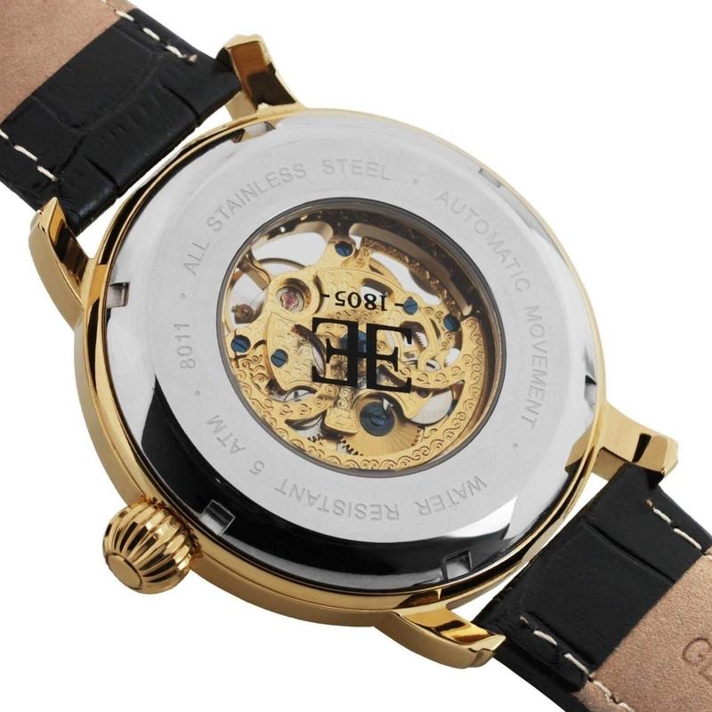 Earnshaw Longcase Automatic Leather Mens Watch - ES-8011-03