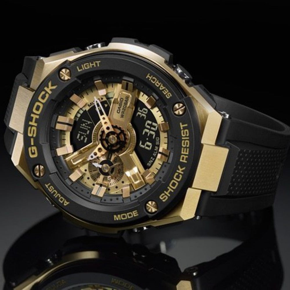 Casio G-SHOCK G-STEEL Black & Gold Digital-Analogue Men's Watch - GST400G-1A9