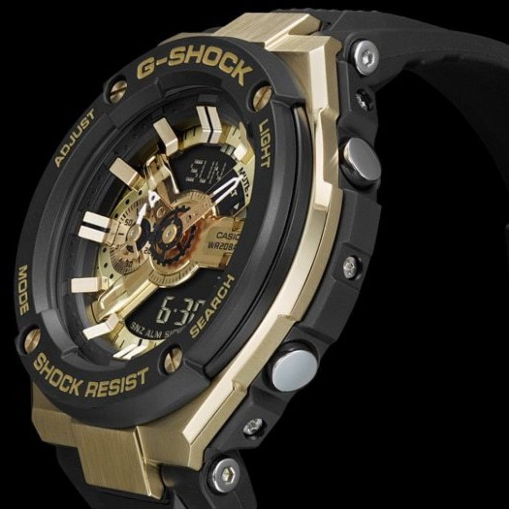 Casio G-SHOCK G-STEEL Black & Gold Digital-Analogue Men's Watch - GST400G-1A9
