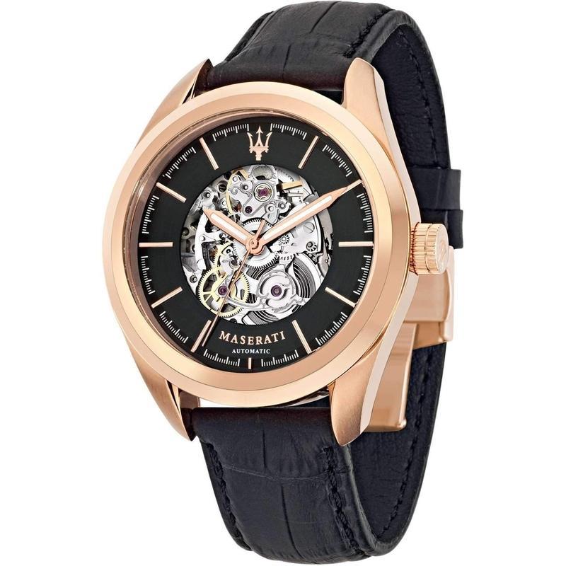 Maserati Watch Traguardo Automatic Leather Mens Watch - R8821112001-The Watch Factory Australia