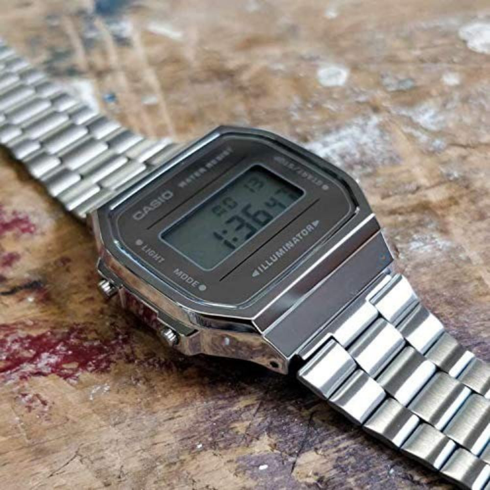 Casio Silver Retro Unisex Digital Alarm Watch - A168WEM-7D