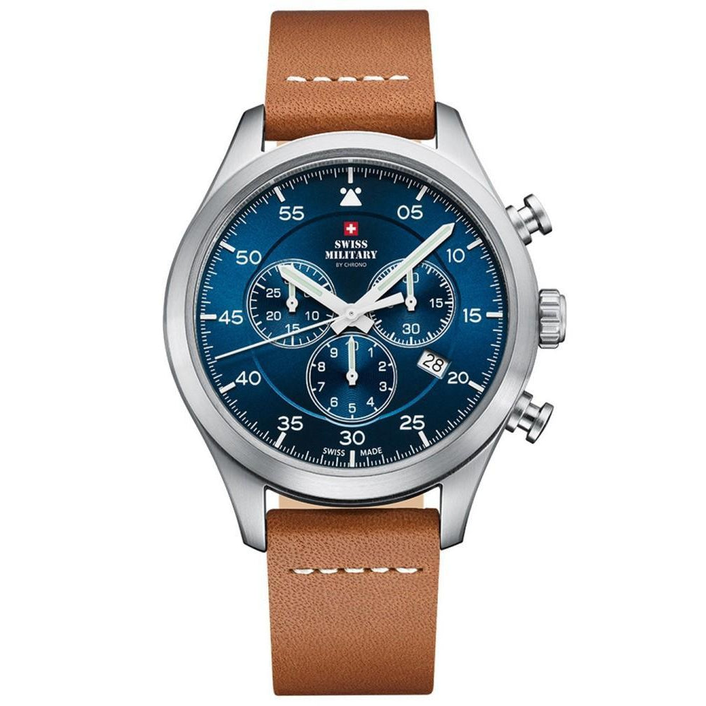 Swiss Military Brown Leather Chrono Men's Watch - SM34076.06