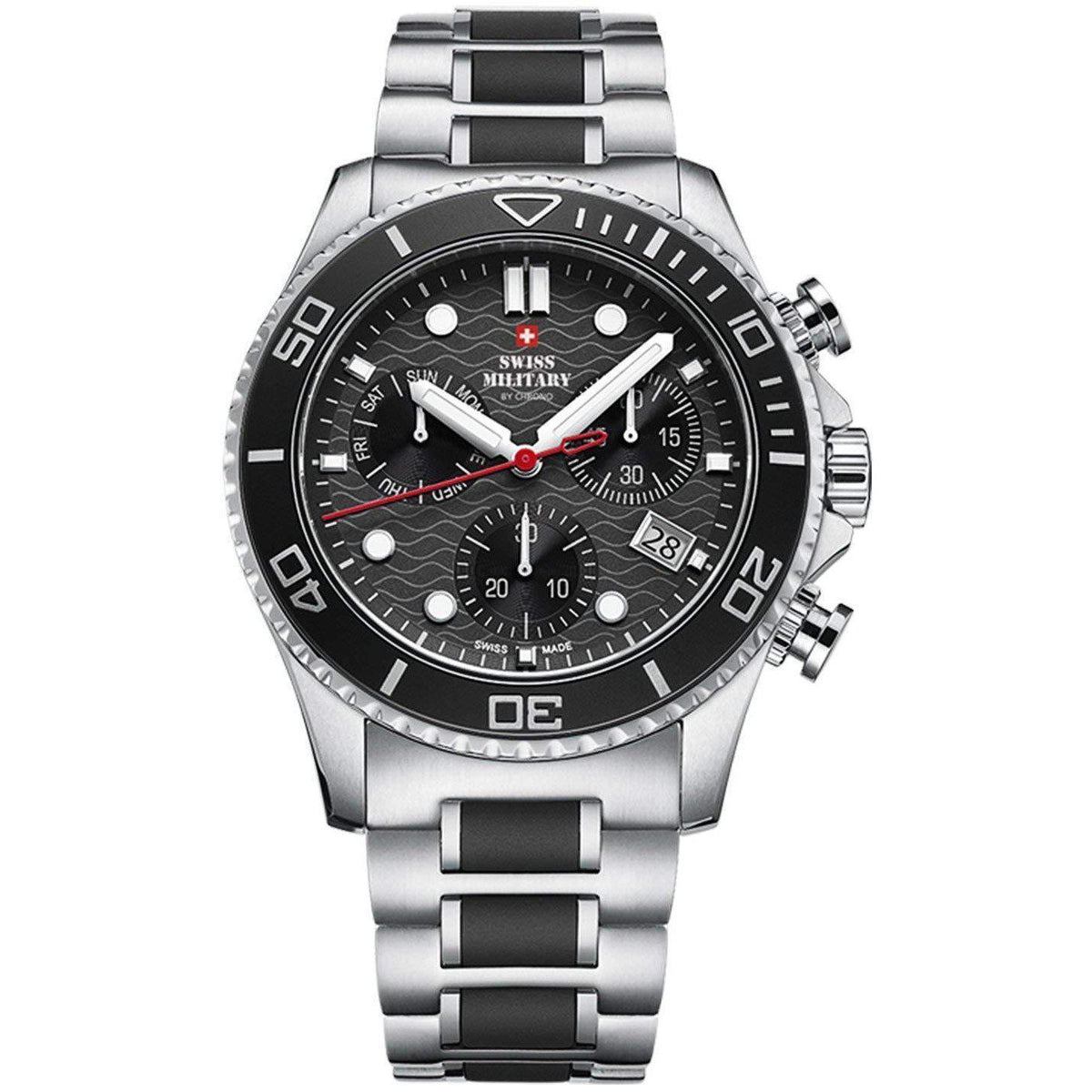Swiss Military Stainless Steel Black Dial Chronograph Men's Watch - SM34051.01