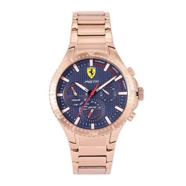 Scuderia Ferrari Pista Rose Gold Steel Blue Dial Men's Multi-function