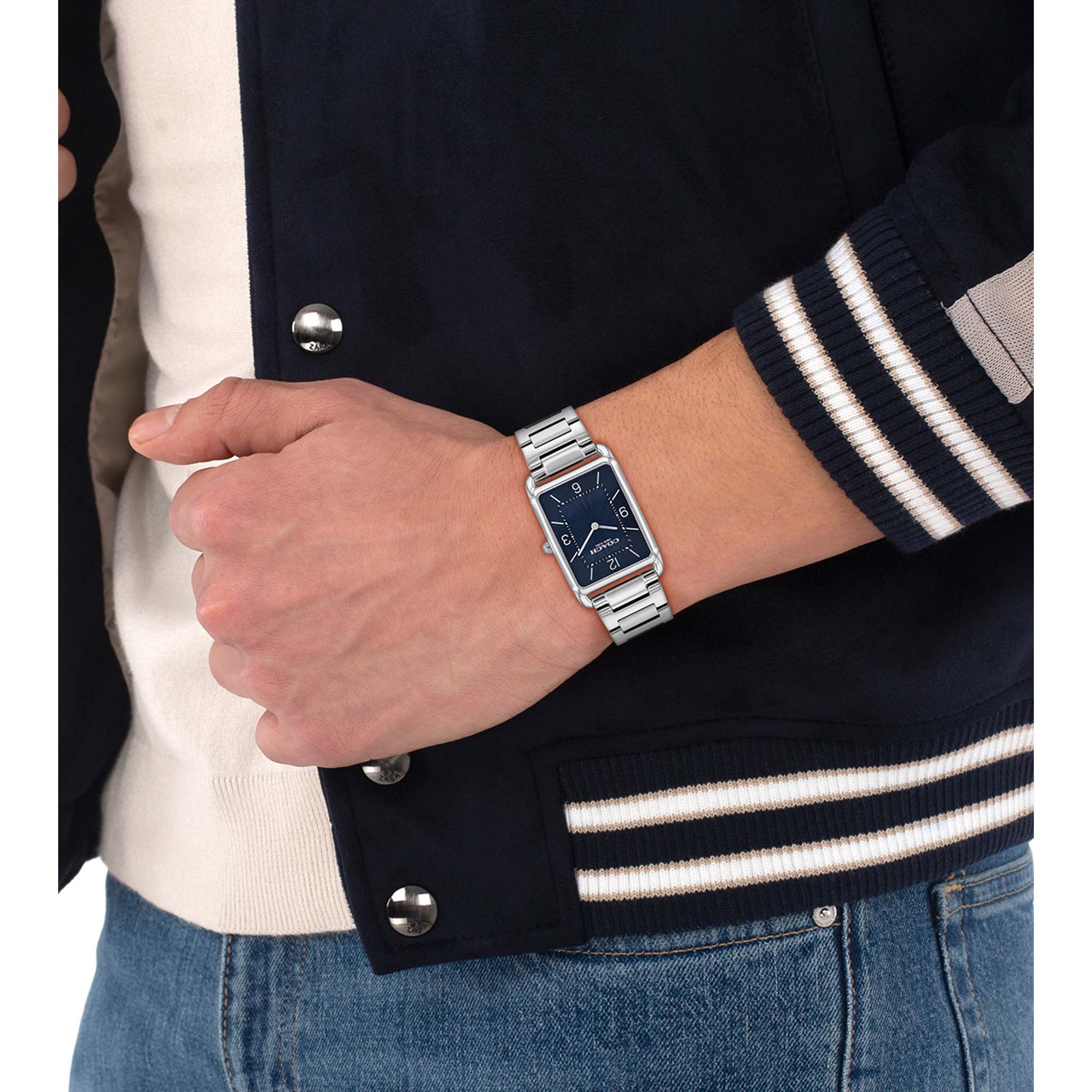 Coach Silver Steel Blue Dial Unisex Watch - 14400046