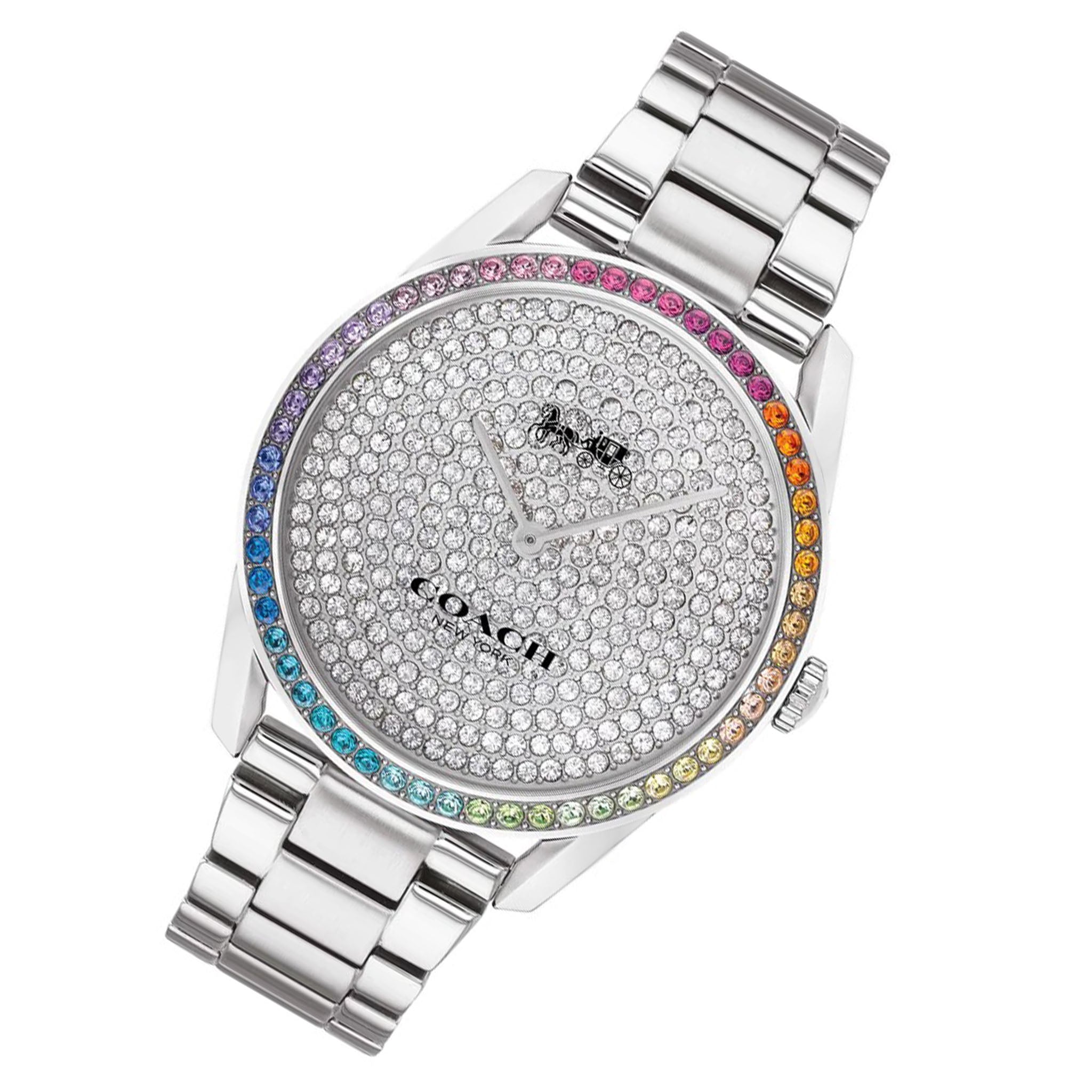 Coach Preston Rainbow Crystal and  Silver Steel Women's Watch - 14503658