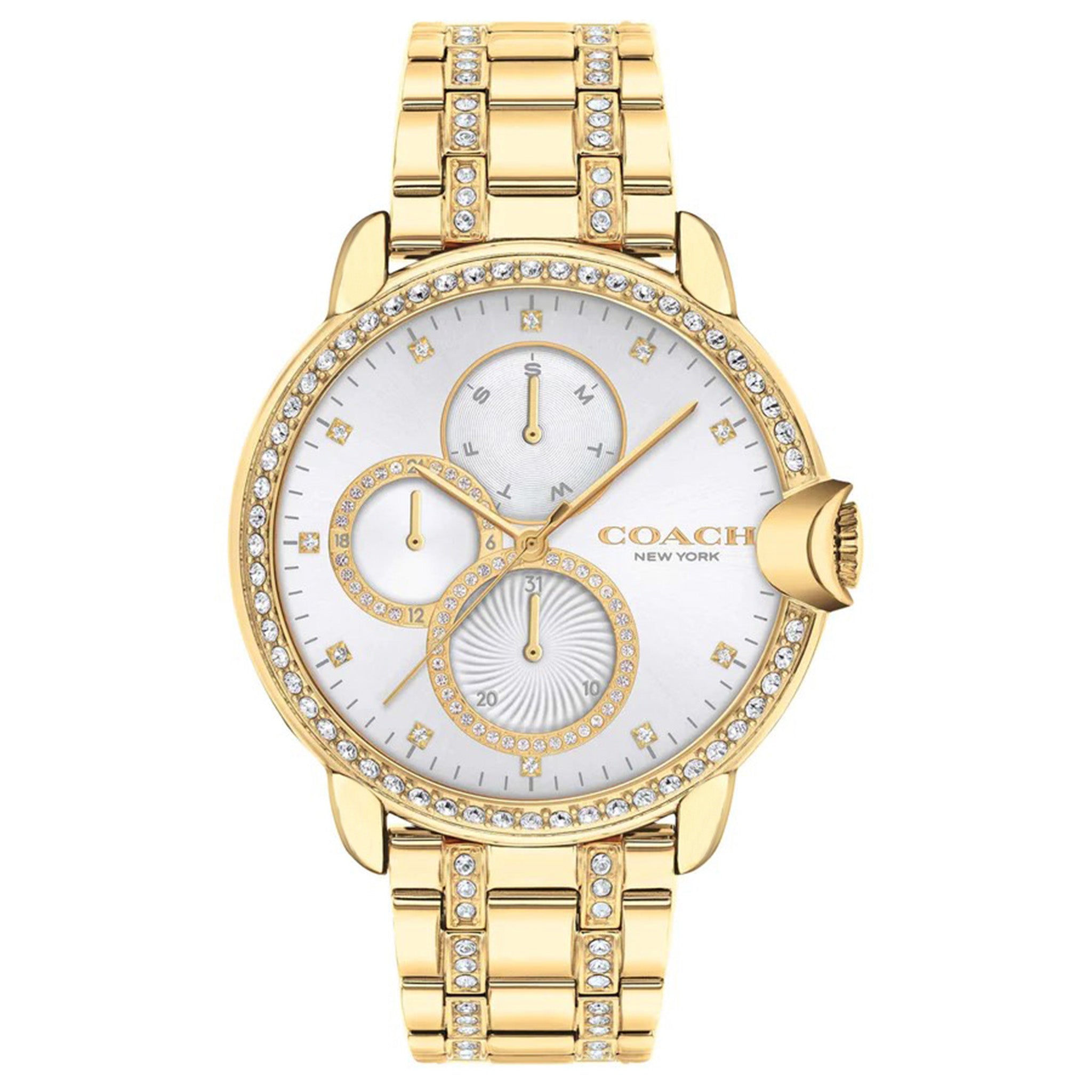 Coach Arden Gold Steel with Crystals Women's Multi-function Watch