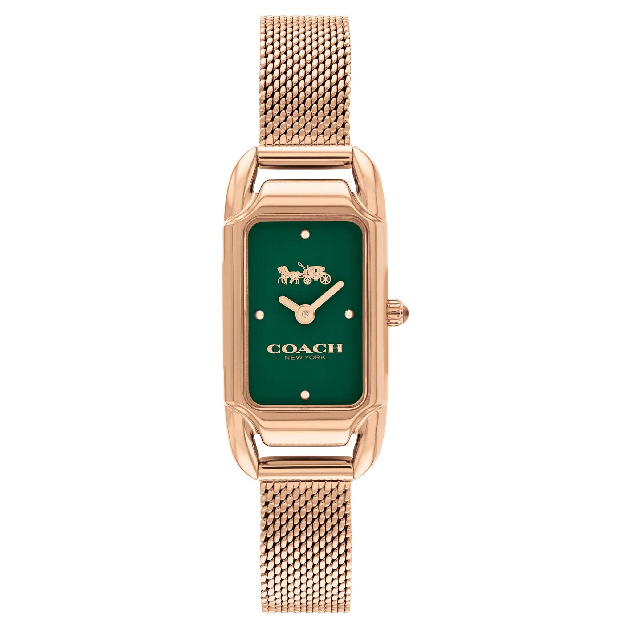 Coach Rose Gold Mesh Green Dial Women's Watch - 14504034