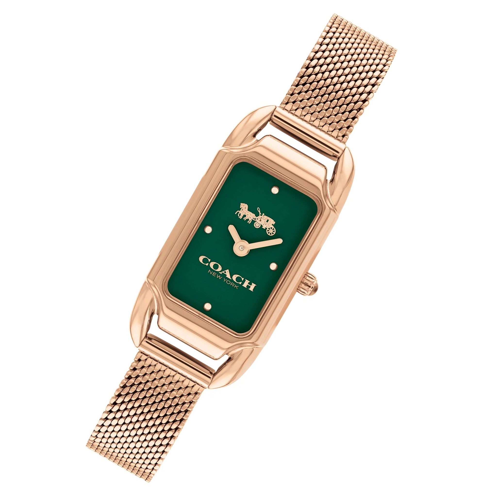 Coach Rose Gold Mesh Green Dial Women's Watch - 14504034