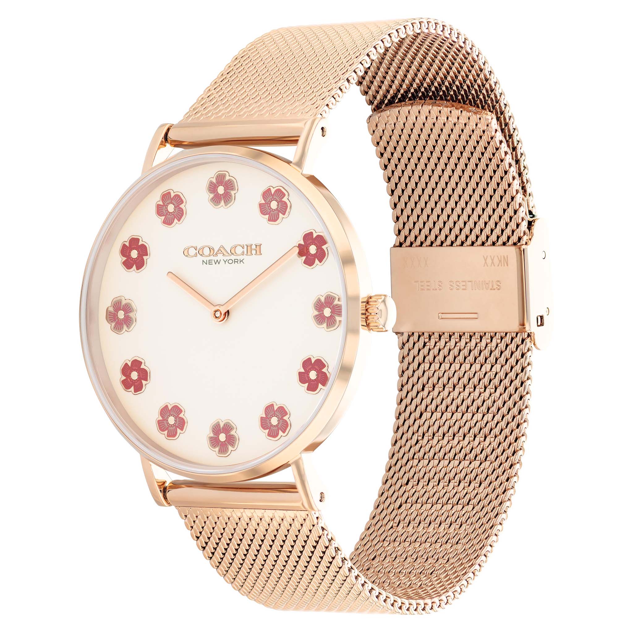 Coach Rose Gold Steel Mesh Chalk Dial Women's Watch - 14504101