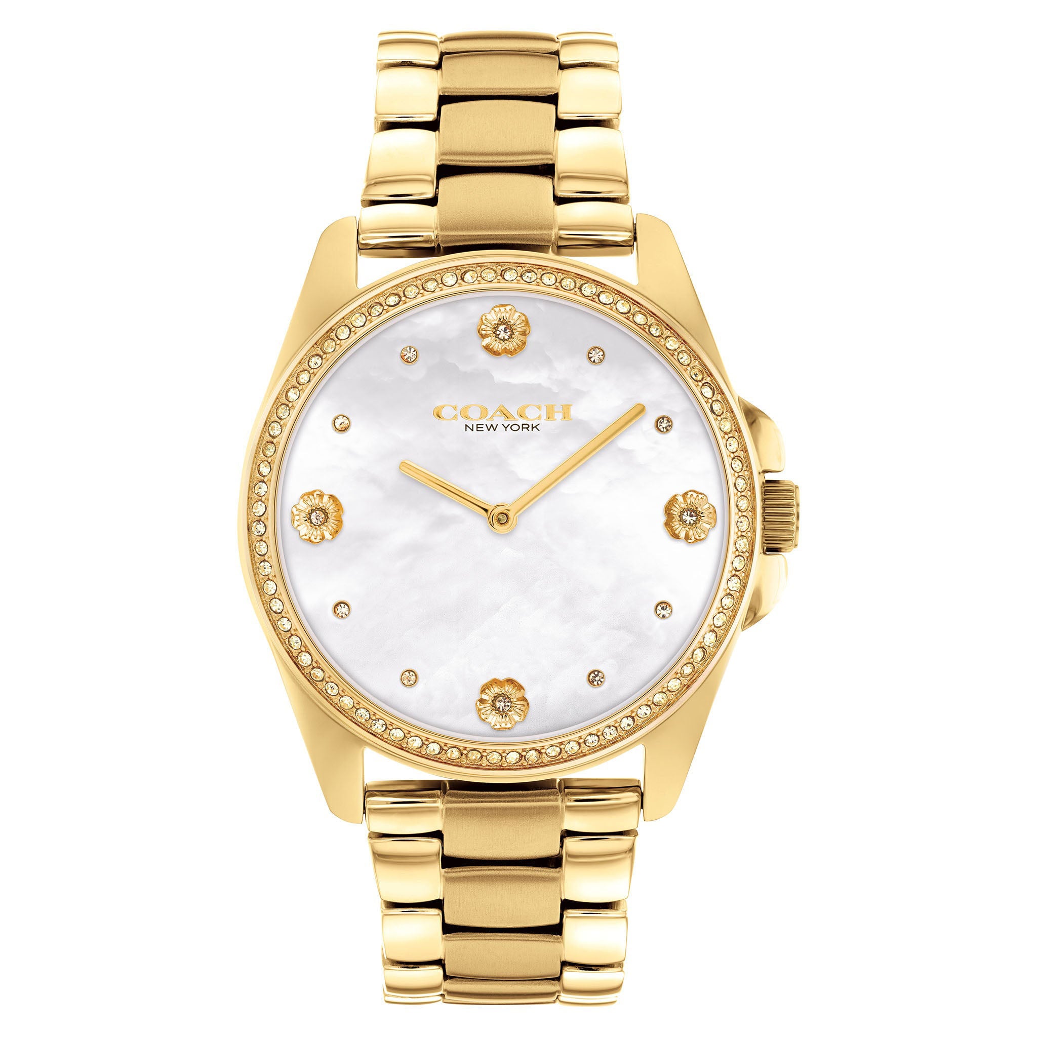 Coach Gold Steel White Mother of Pearl & Stone Dial Women's Watch - 14504109