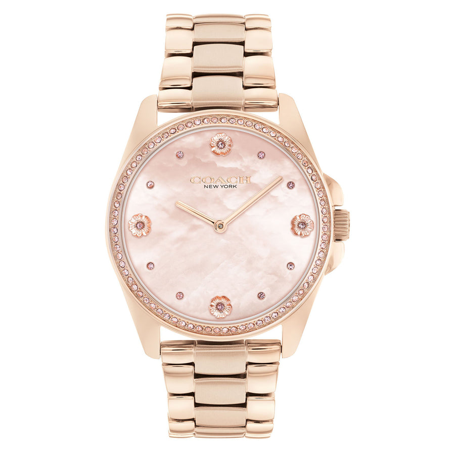 Coach Rose Gold Steel Blush Mother of Pearl & Stone Dial Women's Watch - 14504110