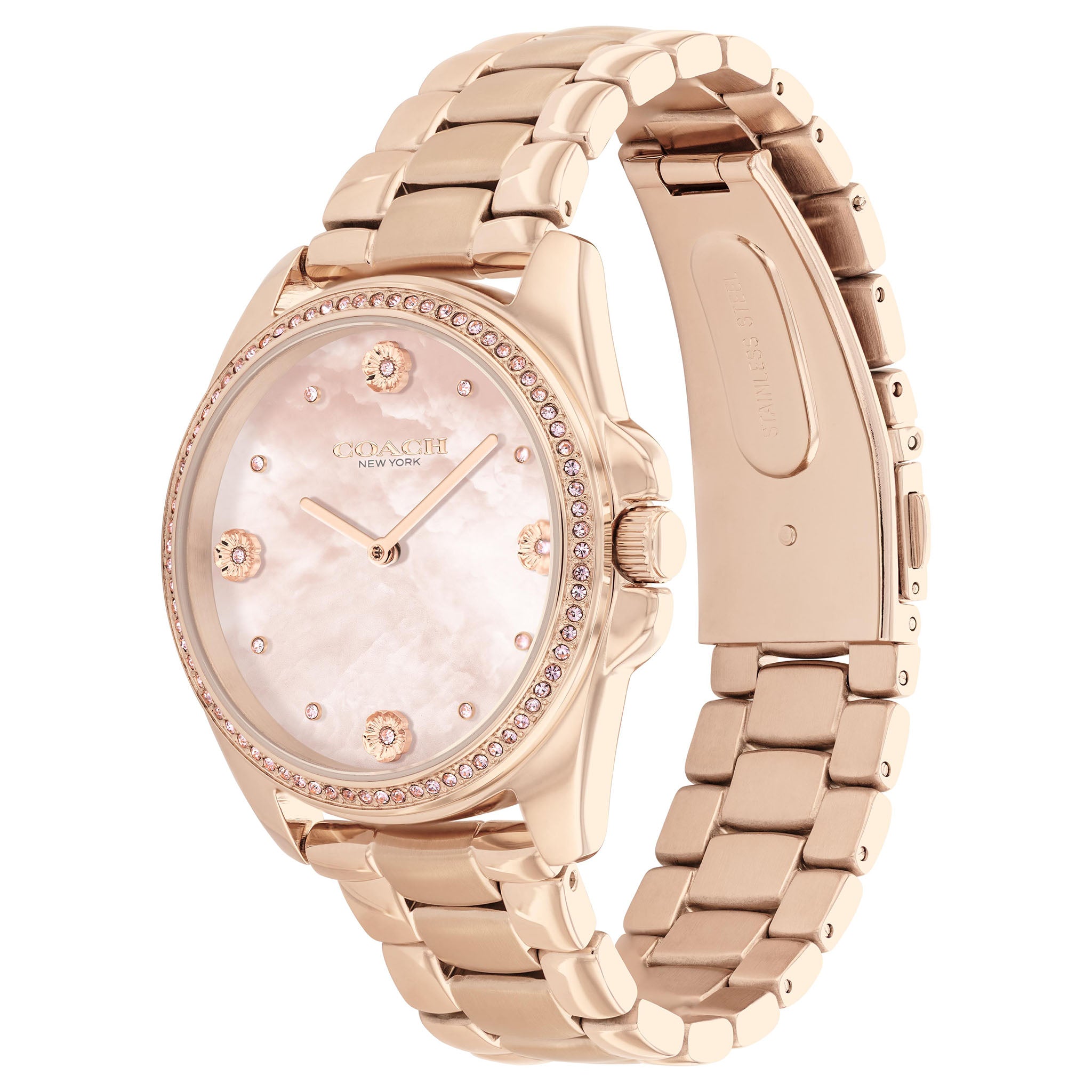 Coach Rose Gold Steel Blush Mother of Pearl & Stone Dial Women's Watch - 14504110