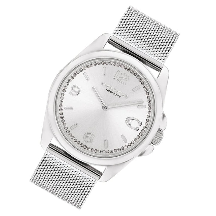 Coach Stainless Steel Mesh Silver White Dial Women's Watch - 14504146