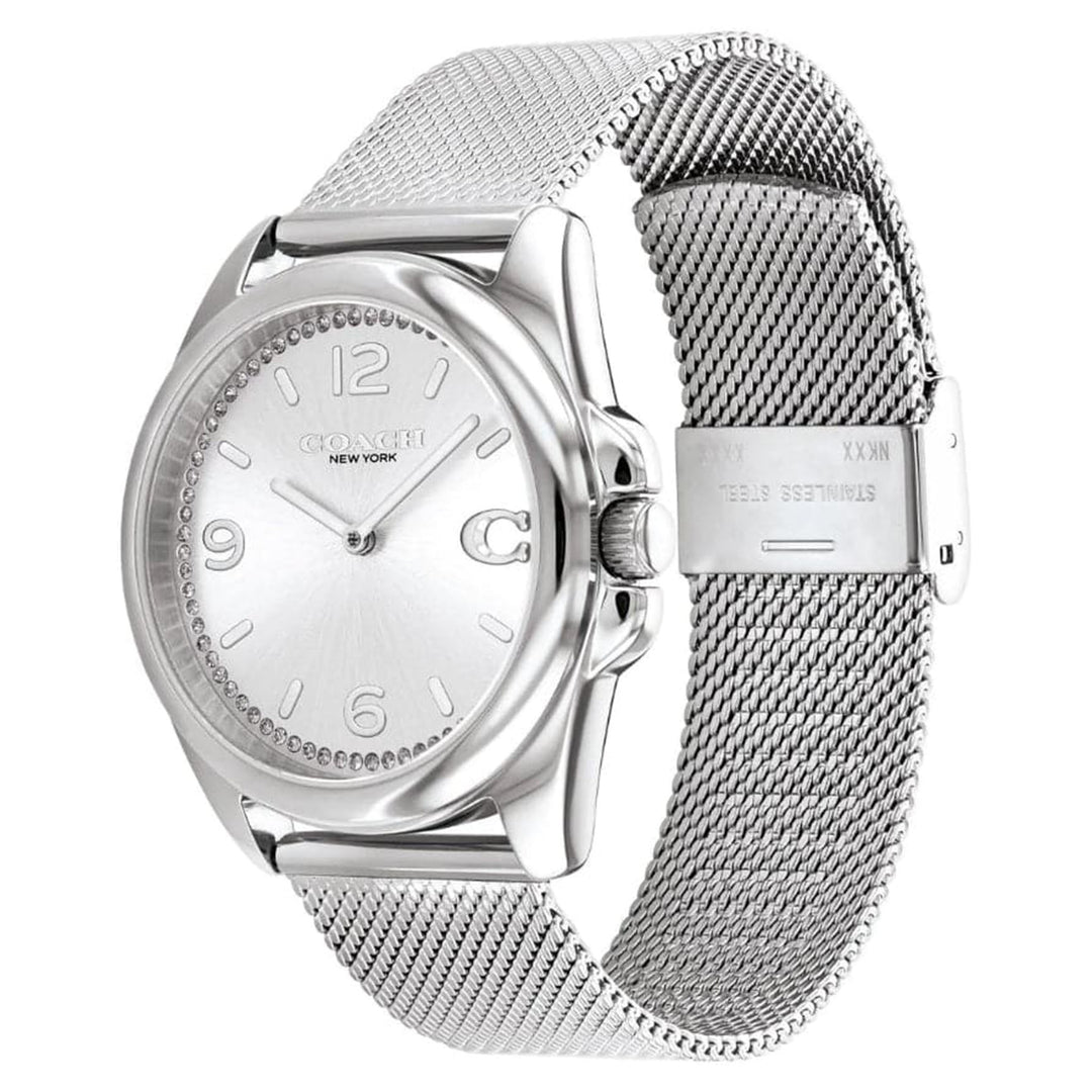 Coach Stainless Steel Mesh Silver White Dial Women's Watch - 14504146