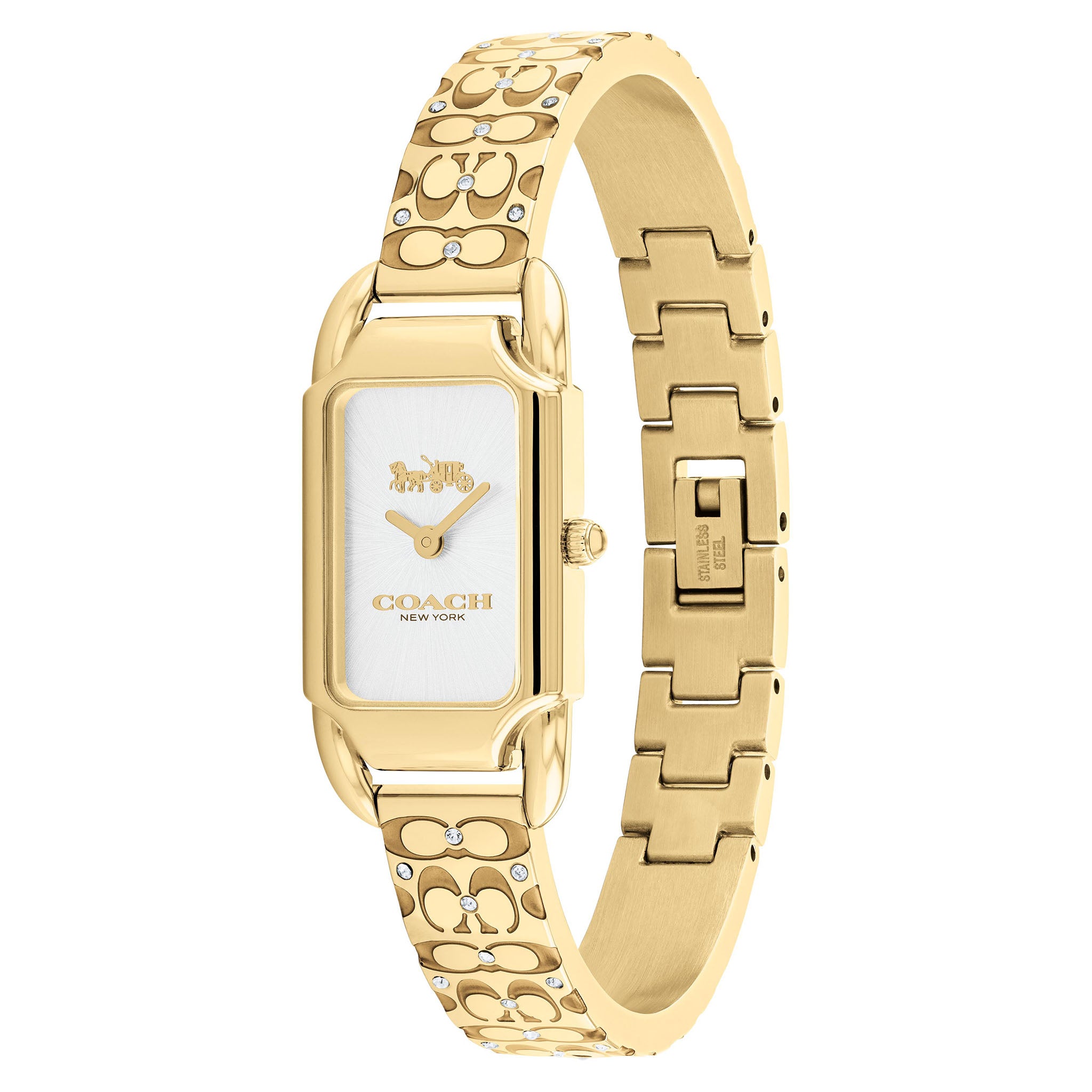 Coach Gold Steel & Crystal Silver White Dial Women's Watch - 14504196