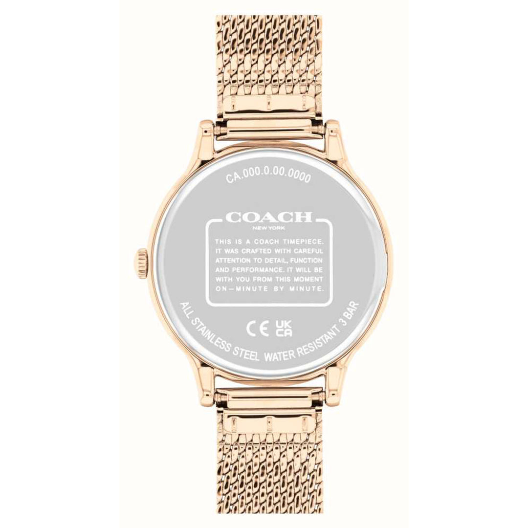 Coach Rose Gold Steel Mesh Black Dial Women's Watch - 14504217