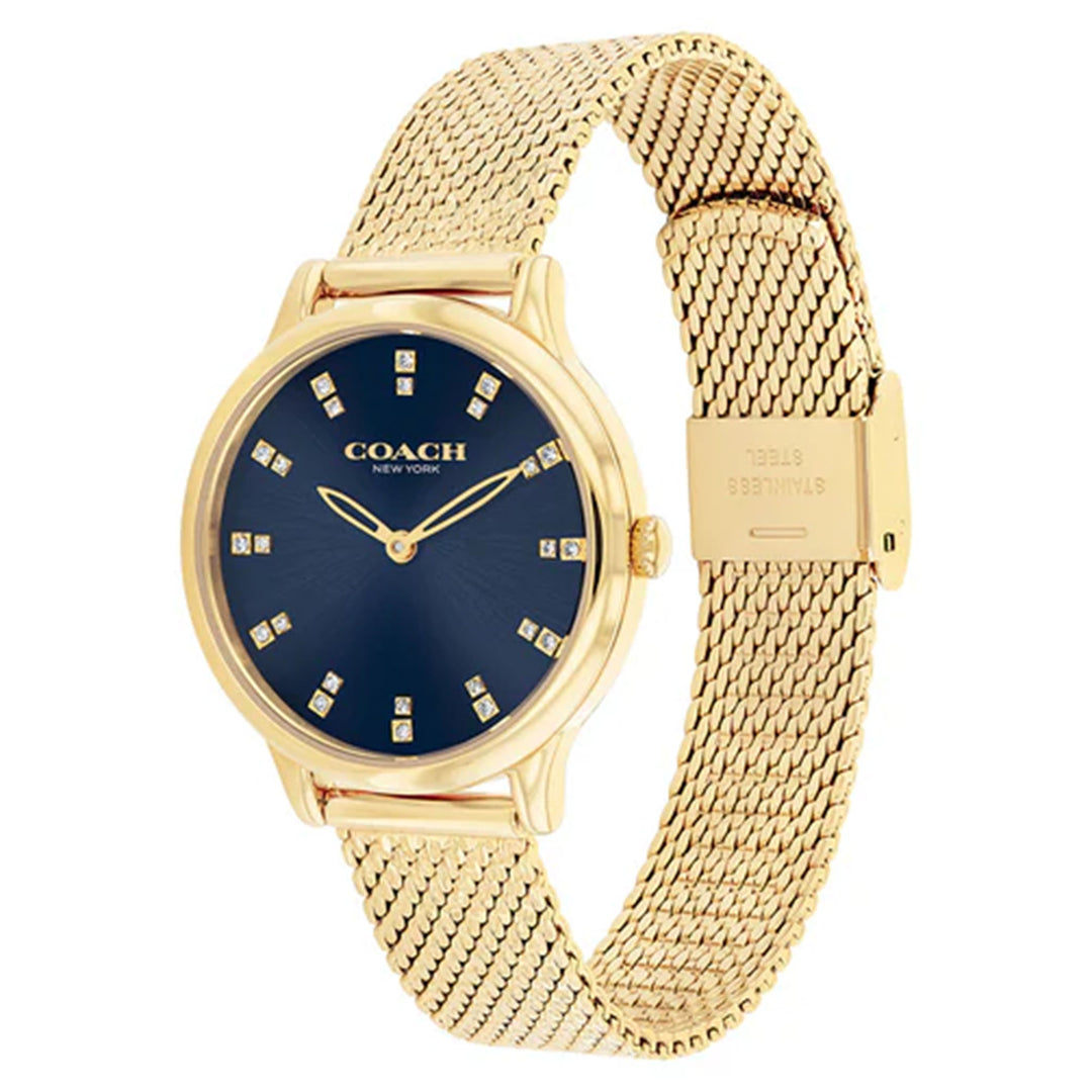 Coach Gold Steel Mesh Navy Dial Women's Watch - 14504218