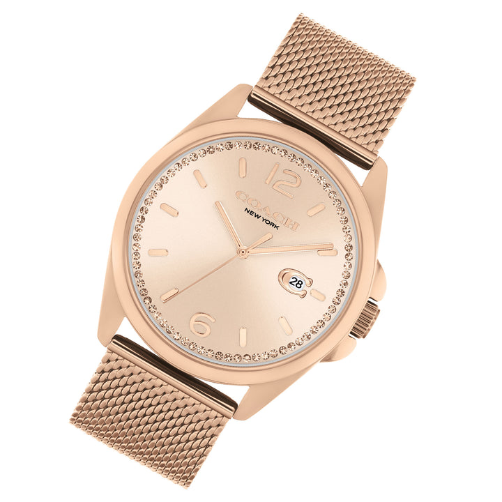 Coach Rose Gold Steel Mesh Carnation Gold Dial Women's Watch - 14504253