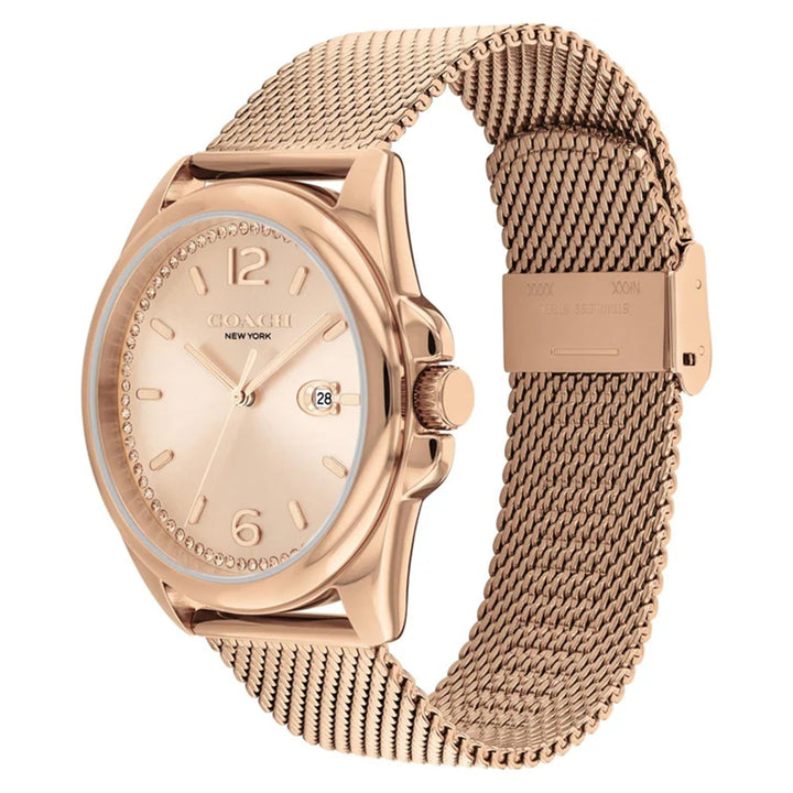 Coach Rose Gold Steel Mesh Carnation Gold Dial Women's Watch - 14504253