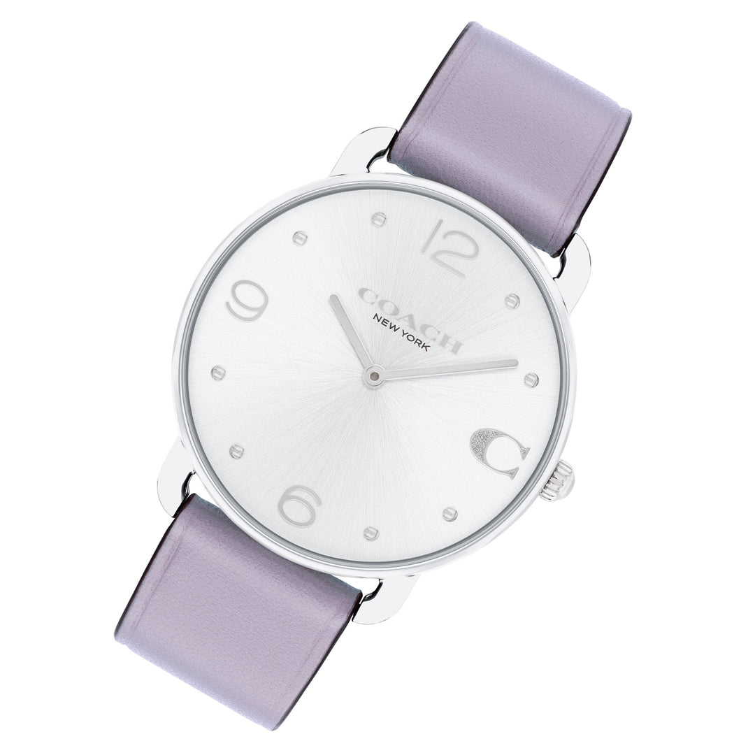 Coach Purple Leather Silver White Dial Women's Watch - 14504286