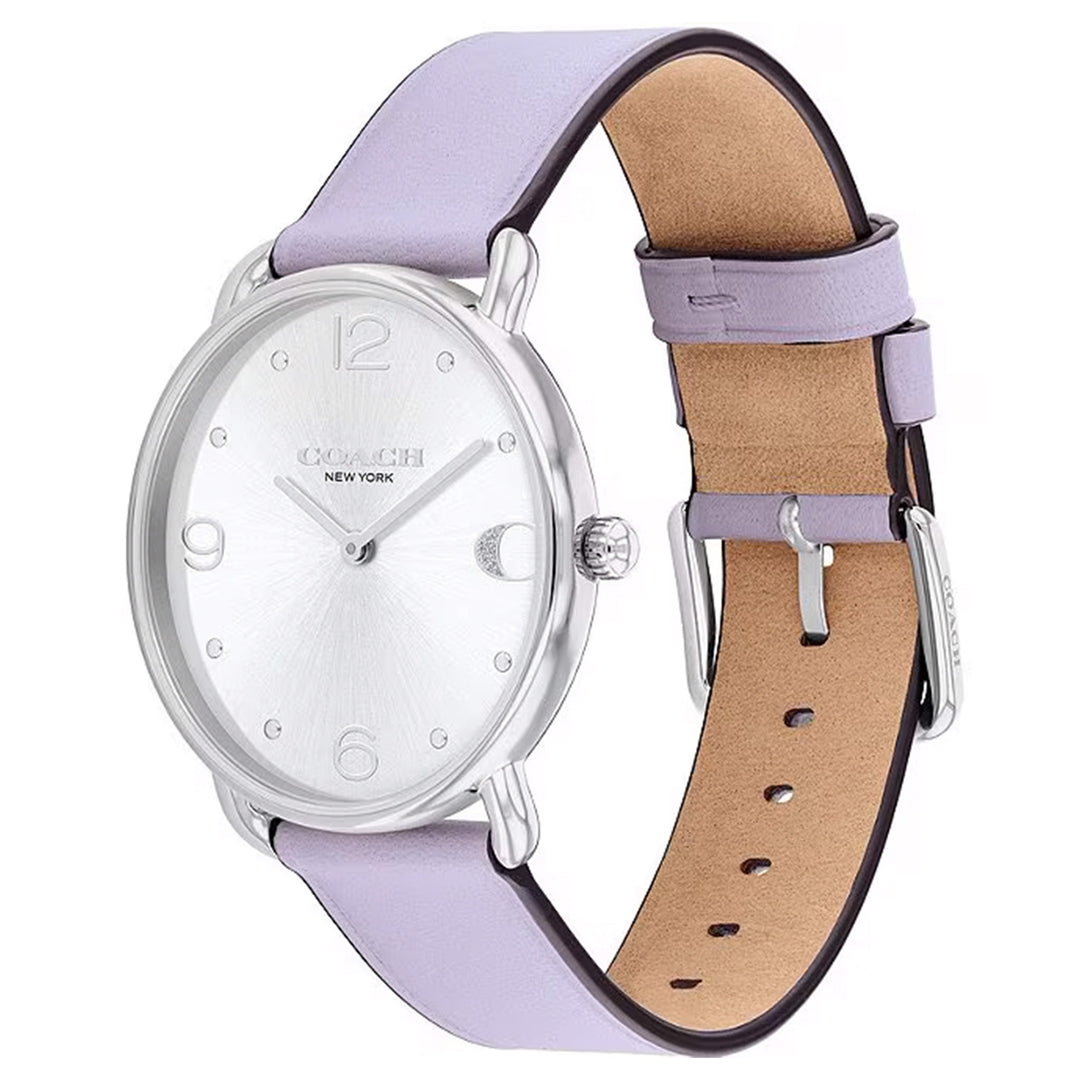 Coach Purple Leather Silver White Dial Women's Watch - 14504286