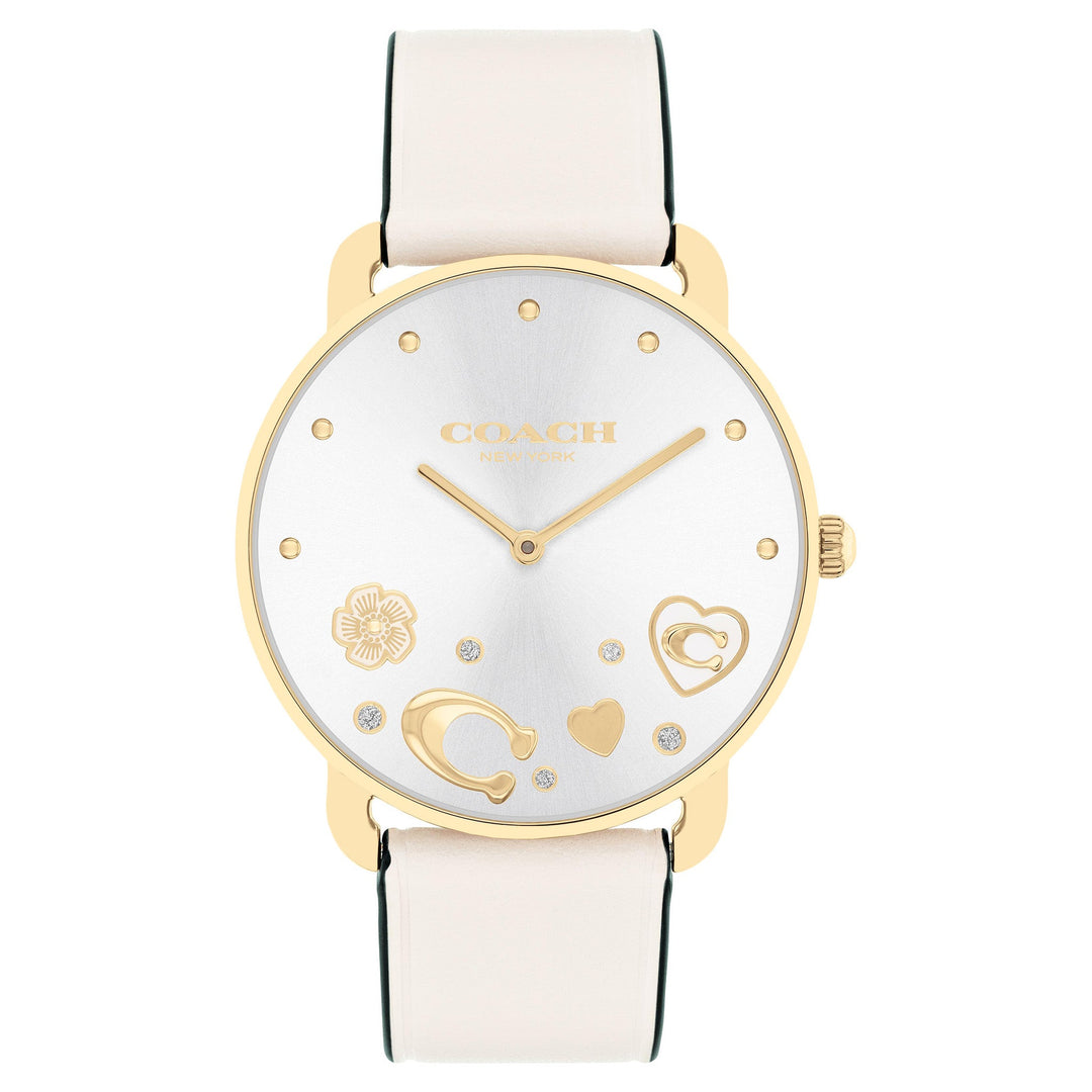 Coach Chalk Leather Silver White Dial Women's Watch - 14504294