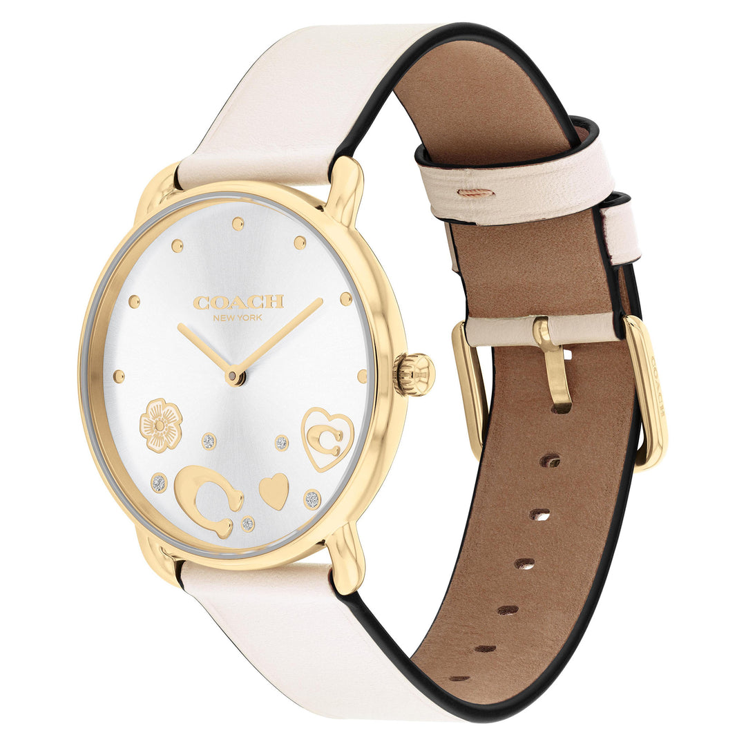 Coach Chalk Leather Silver White Dial Women's Watch - 14504294