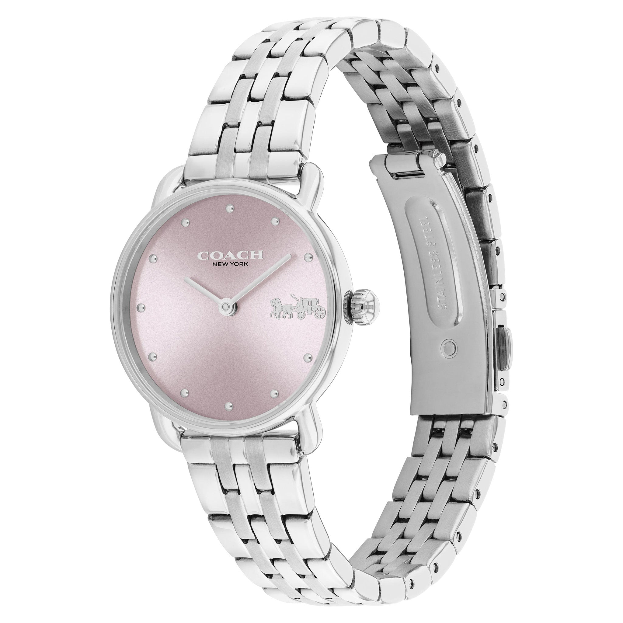 Coach Stainless Steel Pink Dial Women's Watch - 14504301