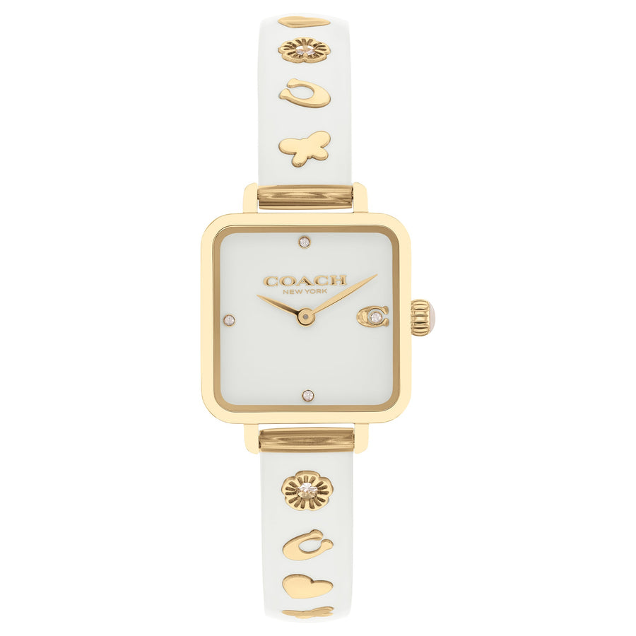 Coach Gold Steel & Chalk Plastic & Crystal Dial Women's Watch - 14504308