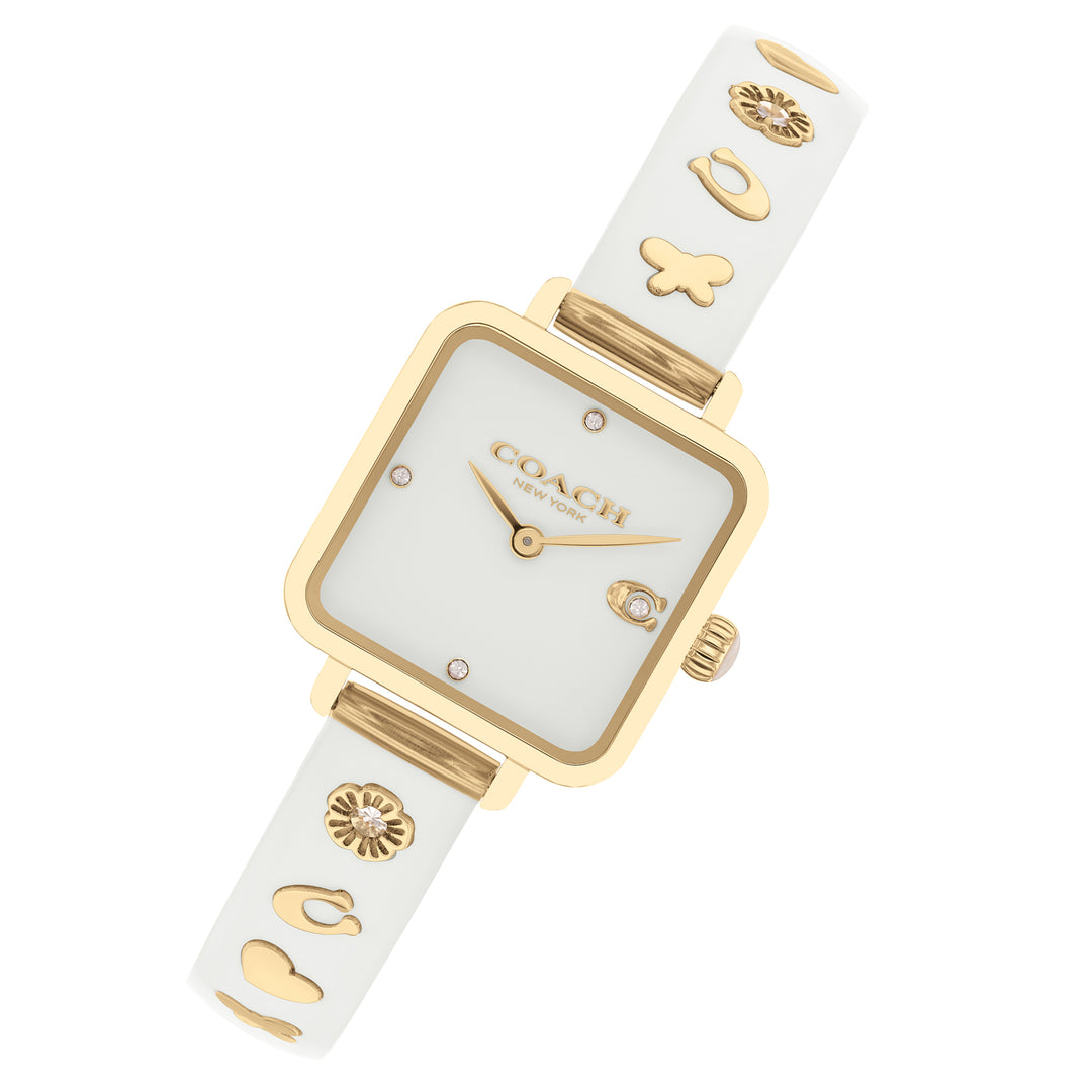 Coach Gold Steel & Chalk Plastic & Crystal Dial Women's Watch - 14504308