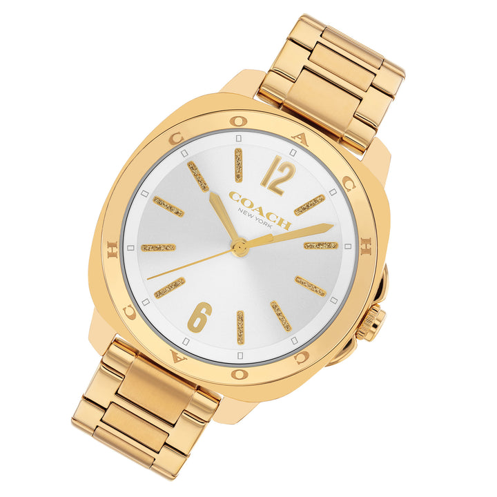 Coach Gold Steel Silver White Dial Women's Watch - 14504478