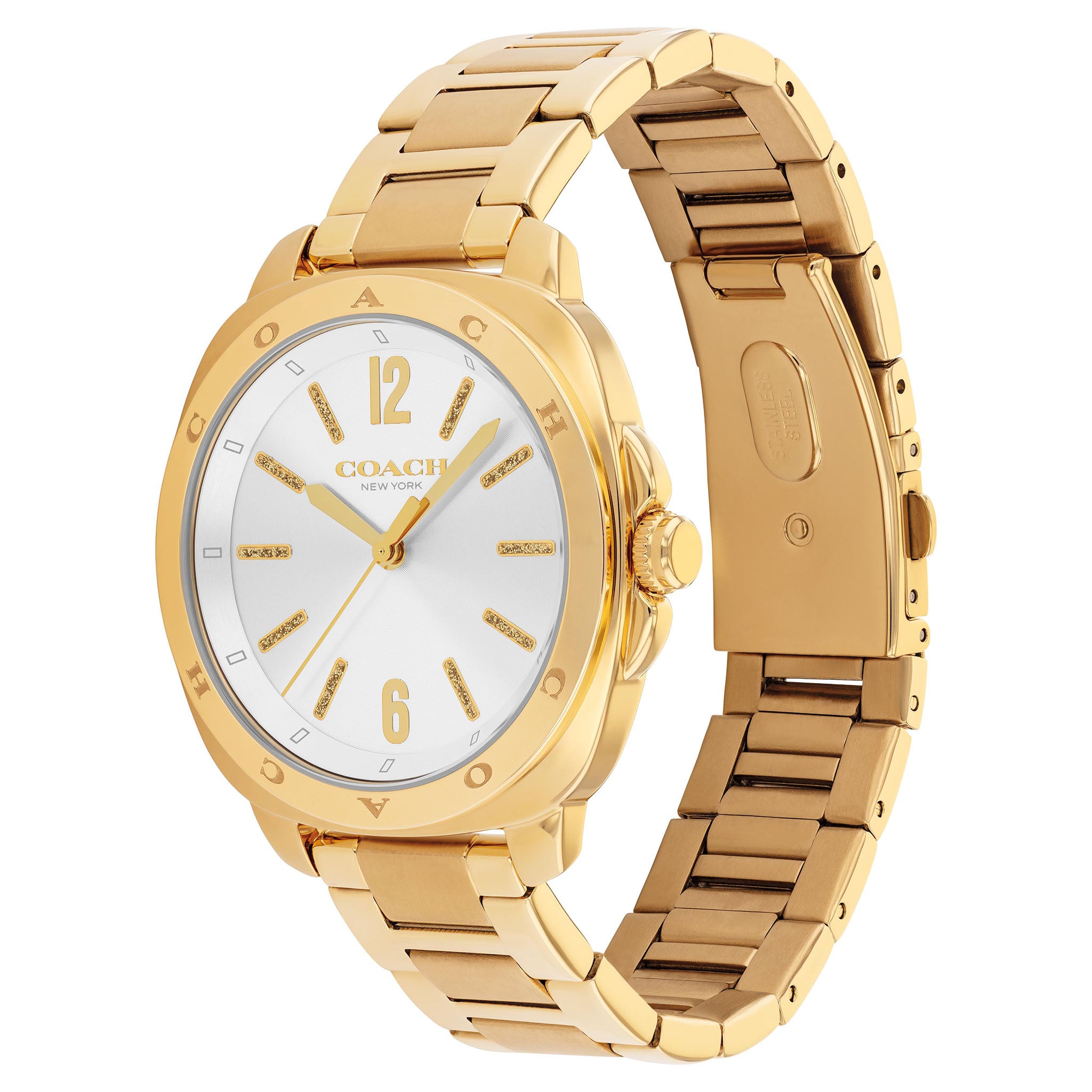 Coach Gold Steel Silver White Dial Women's Watch - 14504478