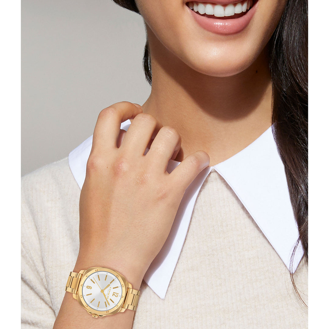 Coach Gold Steel Silver White Dial Women's Watch - 14504478