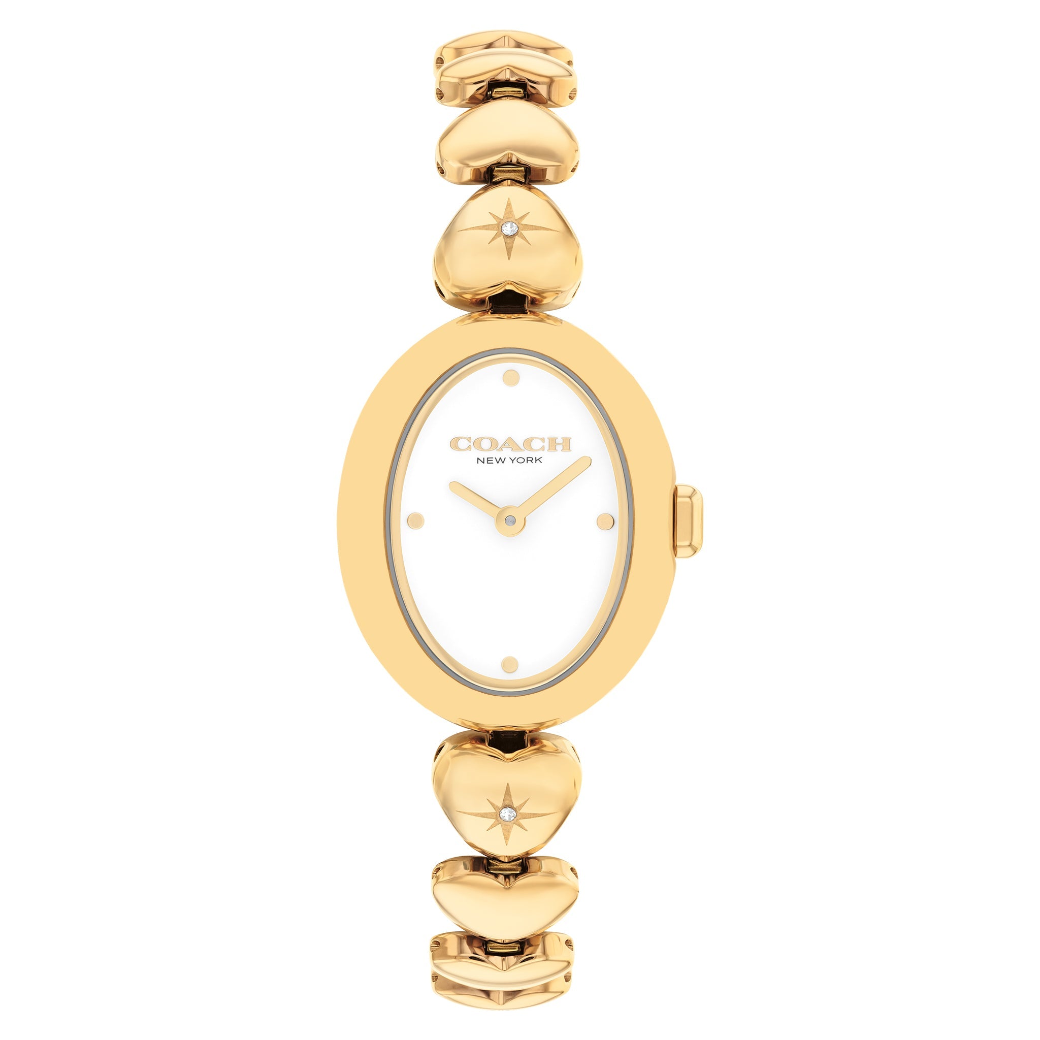 Coach Gold Steel & Crystals White Dial Women's Watch - 14504638