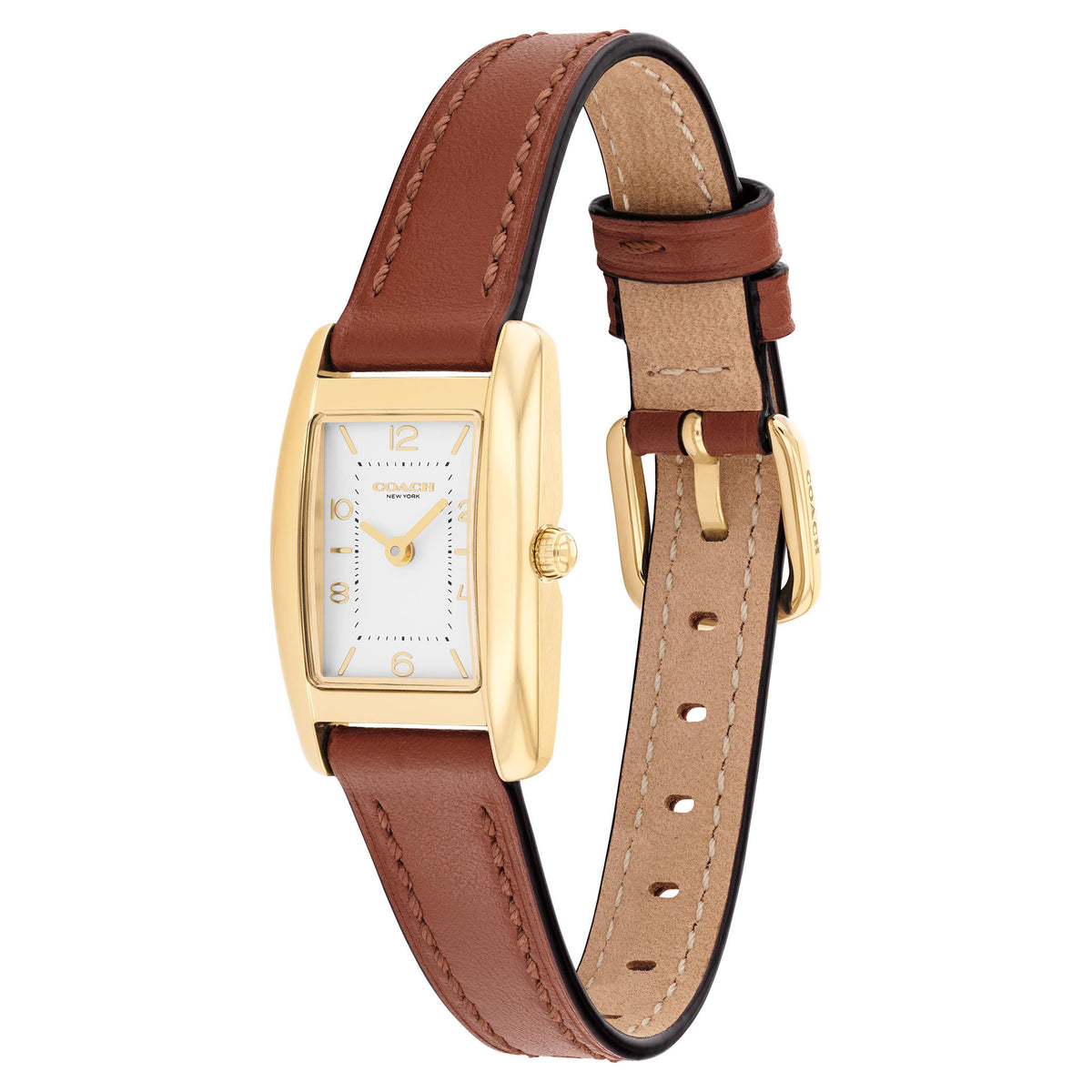 Coach Saddle Leather Silver White Dial Women's Watch - 14504643